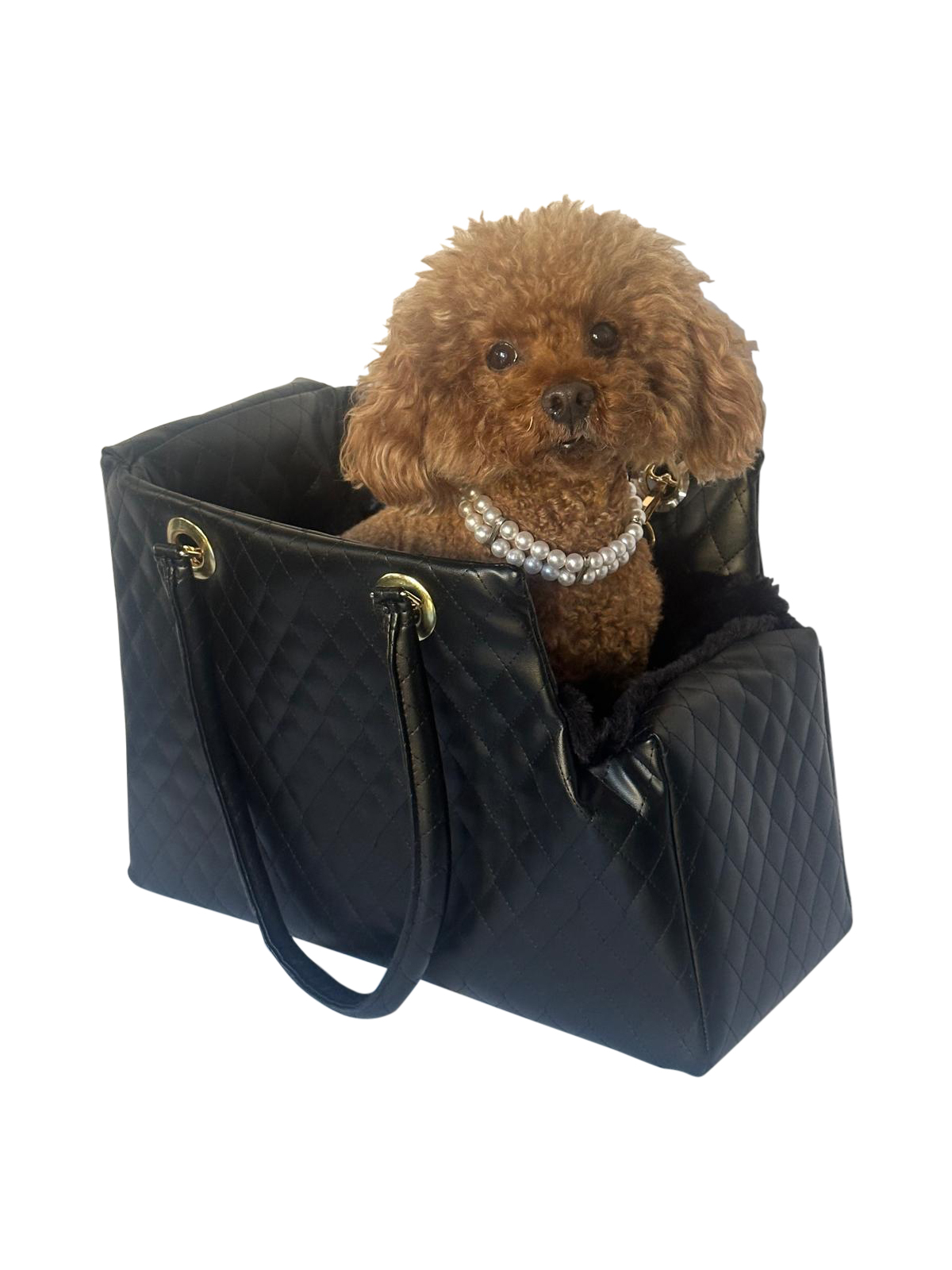 Kate Quilted Carrier, Black Vegan Leather with Quilted Straps
