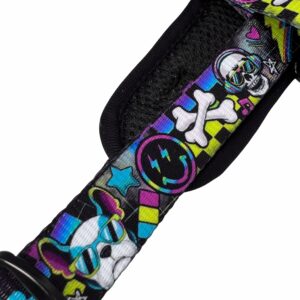 Leash and Harness Set - Skull Society - No Pull Dog Harness strap close up against solid white background | Wag Trendz