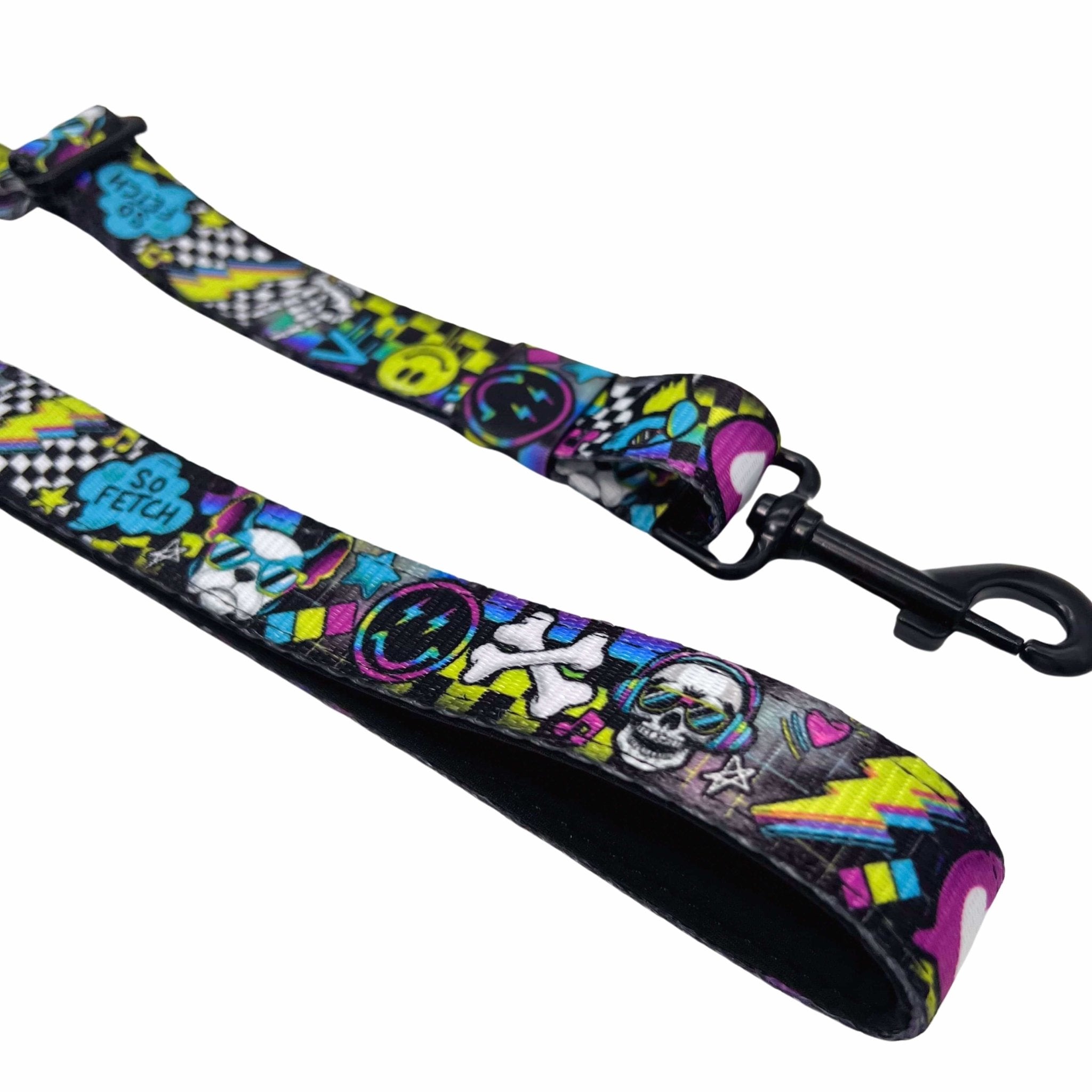 Leash and Harness Set - Skull Society - Adjustable Dog Leash - against solid white background | Wag Trendz
