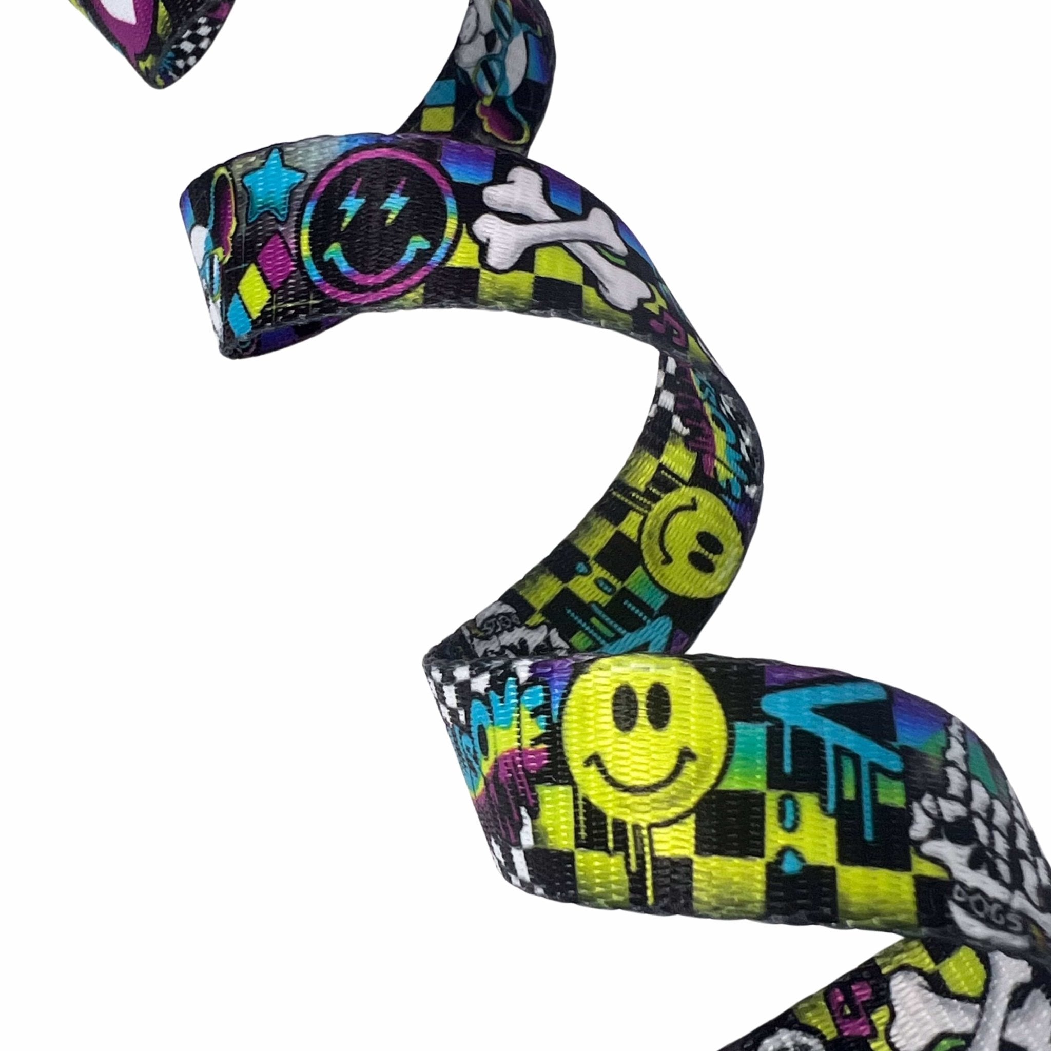 Leash and Harness Set - Skull Society - Adjustable Dog Leash - up close - against solid white background | Wag Trendz