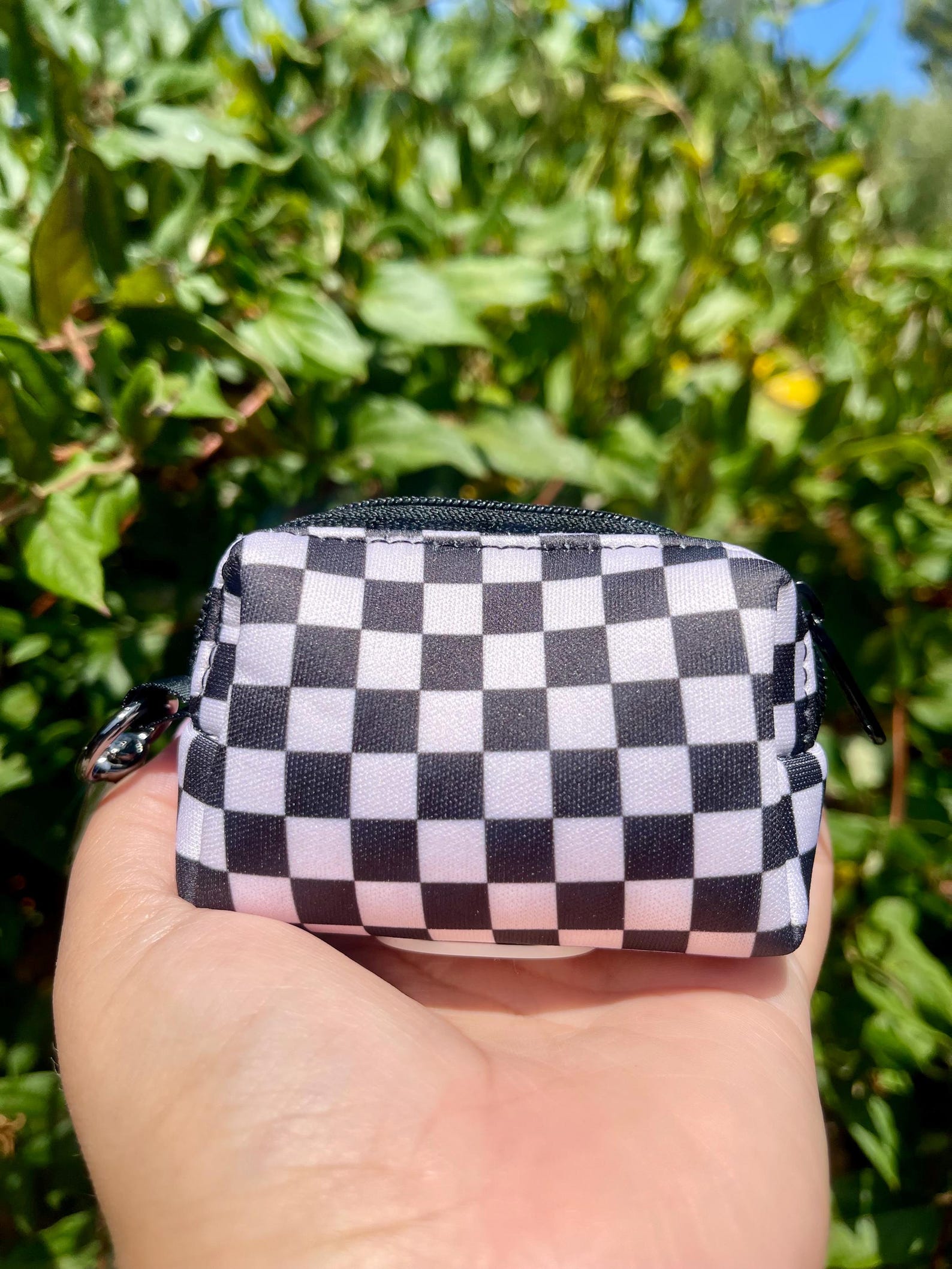 Mod Squad | Black & White Checkerboard Dog Poop Bag Holder | Recycled Neoprene - Image 2