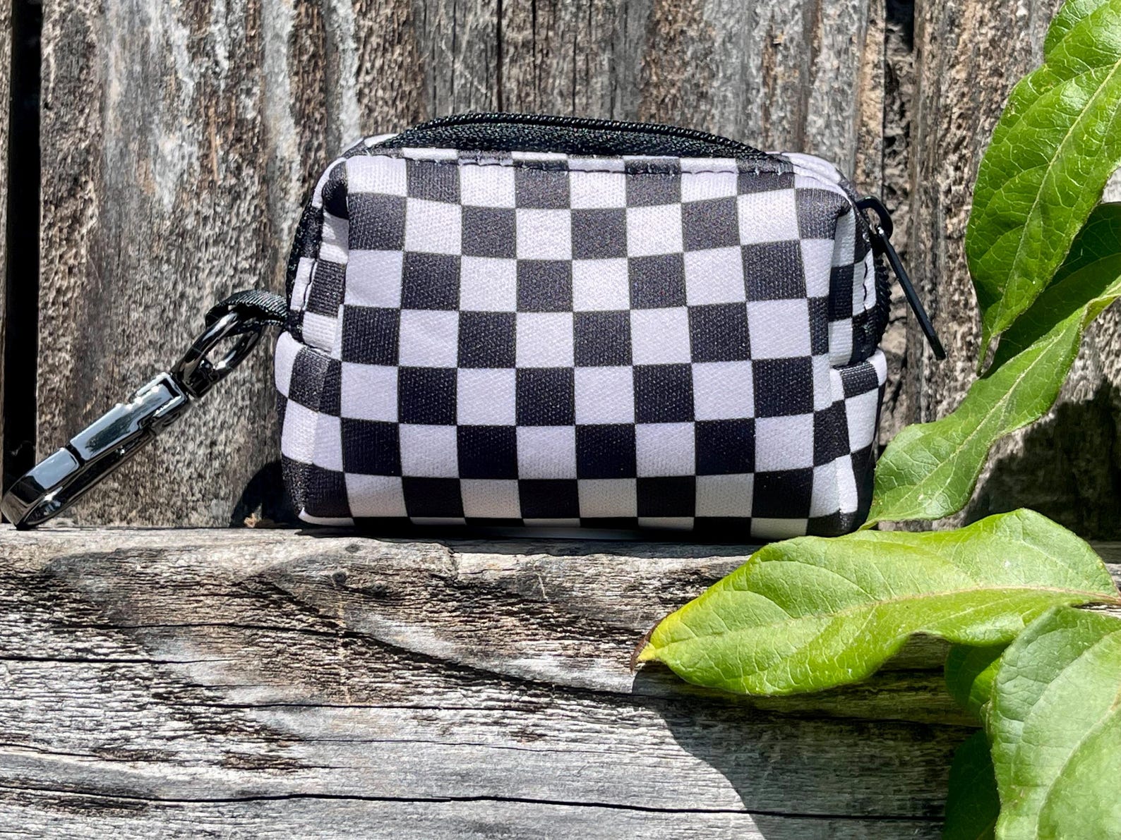 Mod Squad | Black & White Checkerboard Dog Poop Bag Holder | Recycled Neoprene - Image 3