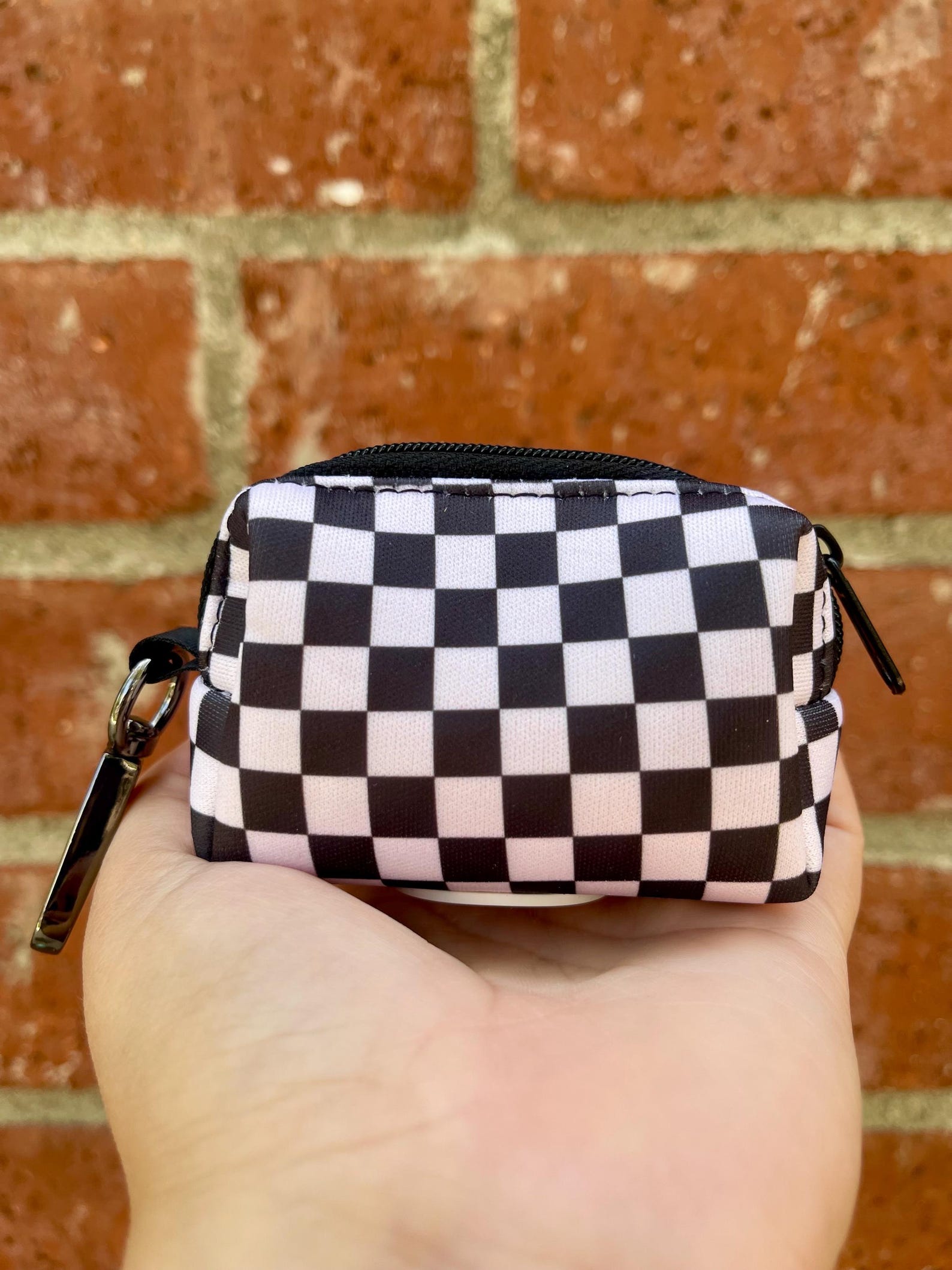 Mod Squad | Black & White Checkerboard Dog Poop Bag Holder | Recycled Neoprene - Image 4