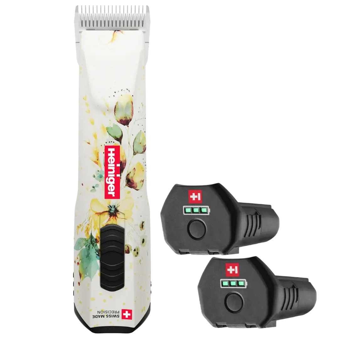 Opal White Floral Cordless Clipper with 2 Batteries by Heiniger