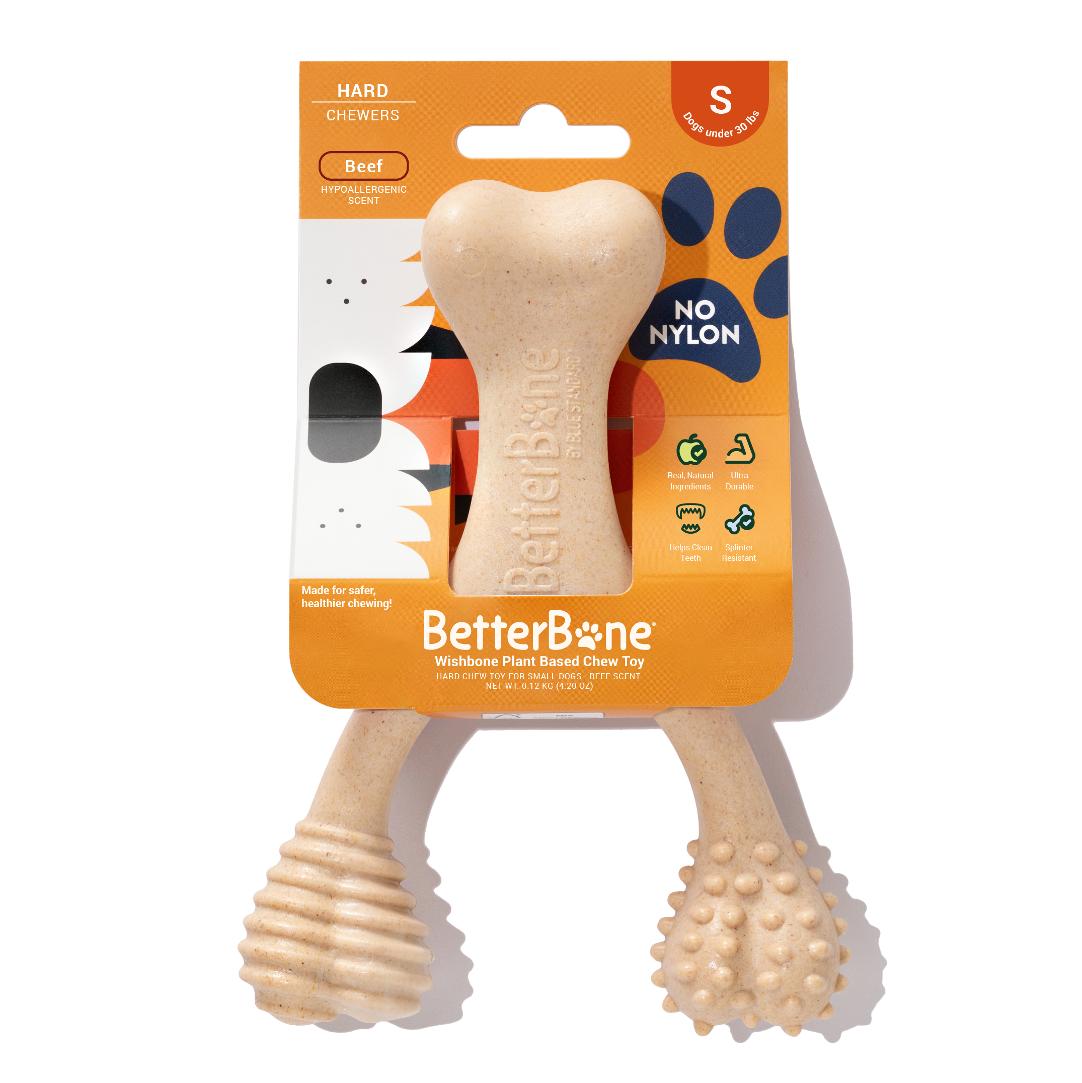 BetterBone Small Plant Based Chew Toy - Hard Chewers - Beef Scent