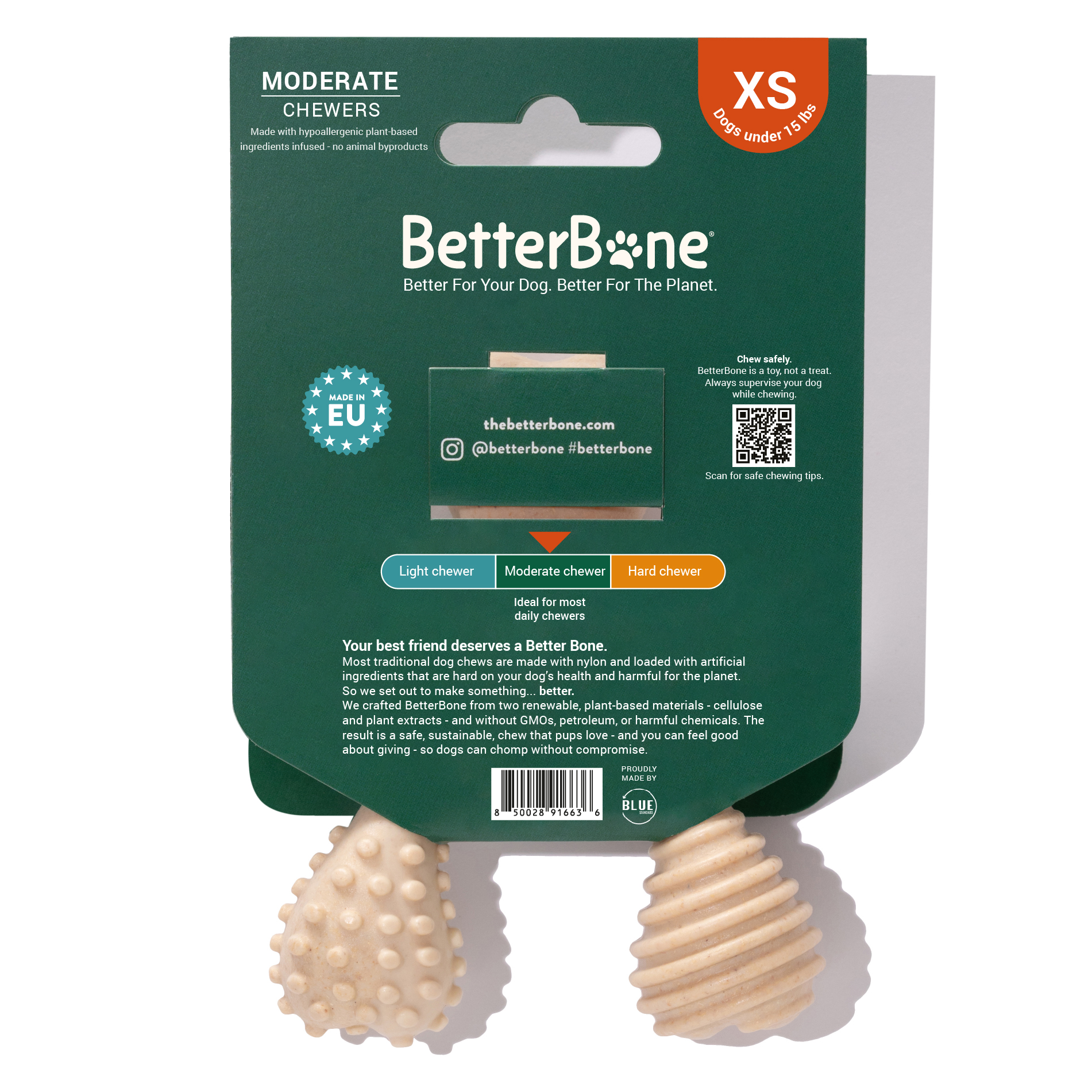 BetterBone Mini Plant Based Chew Toy - Moderate Chewers - Veggie Scent - Image 2