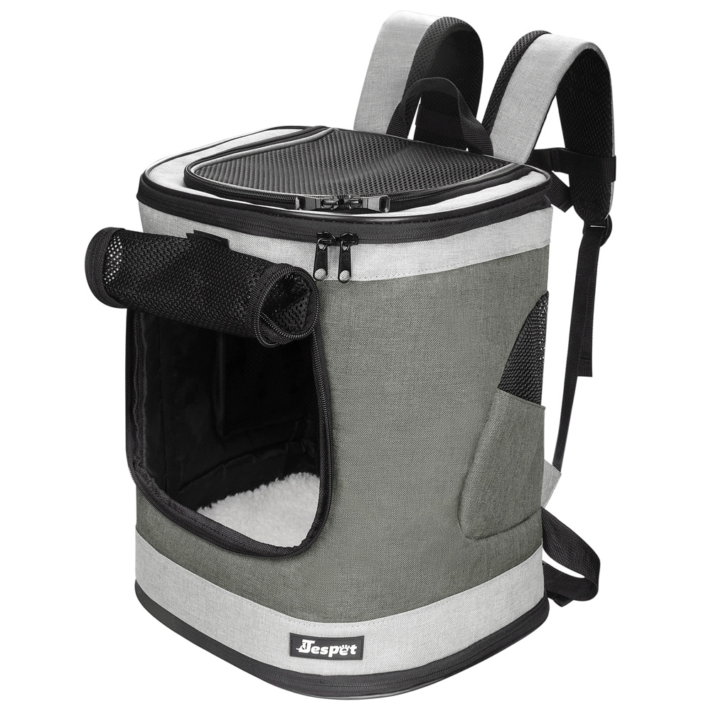 GOOPAWS Pet Soft Backpack Carrier for Small Dog Cat, Smoke Grey, 13''