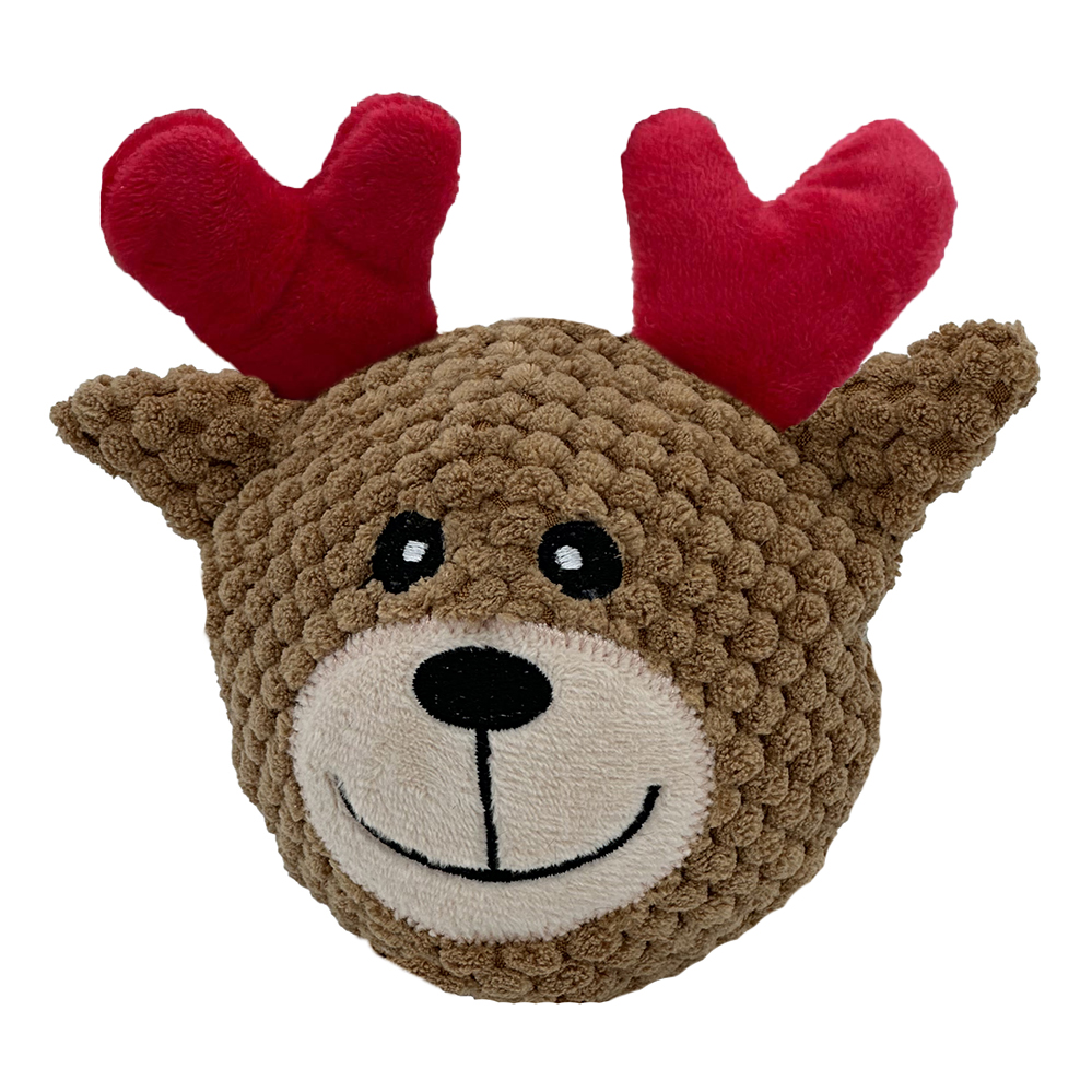 4" CHRISTMAS EZ SQUEAKY BALL TWIN PACK-SANTA & REINDEER - Image 2