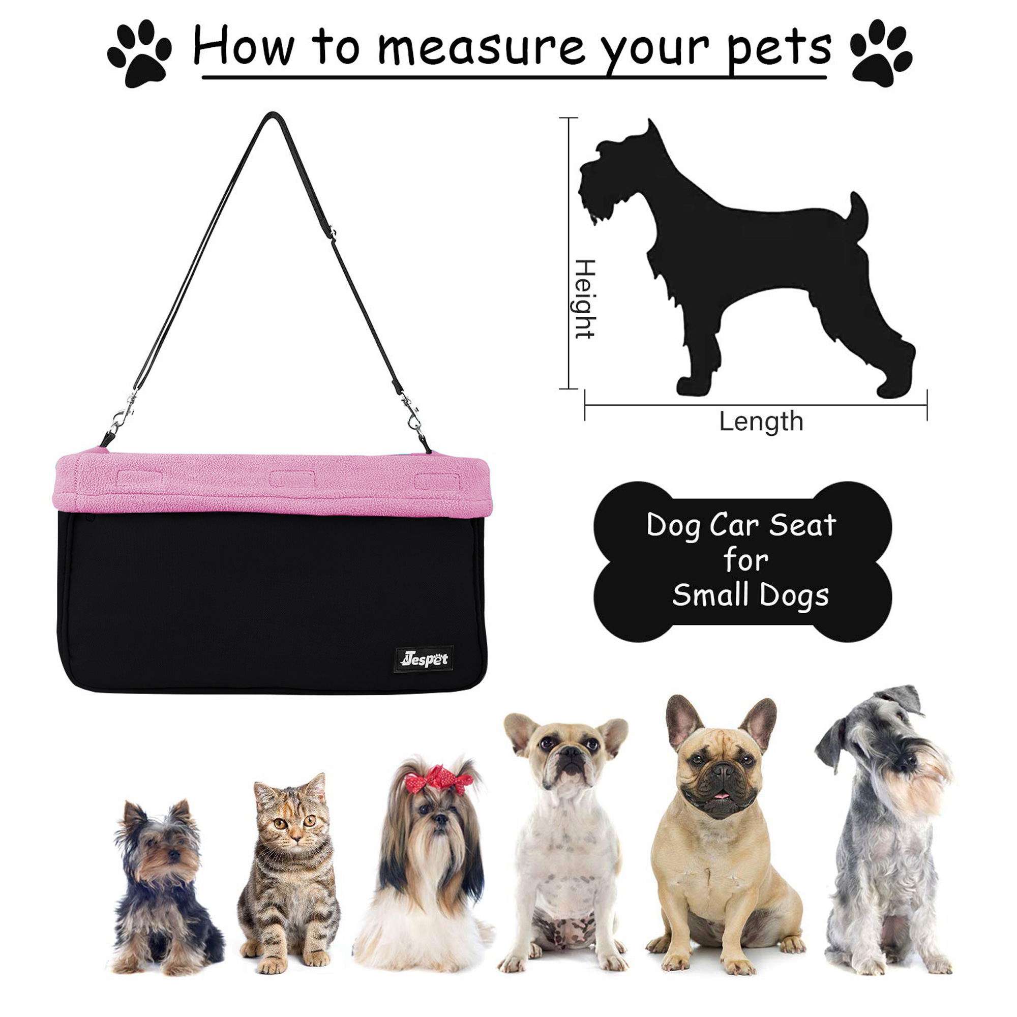 GOOPAWS Portable Pet Safety Booster Dog Car Seat with Seat Belt, Pink - Image 2