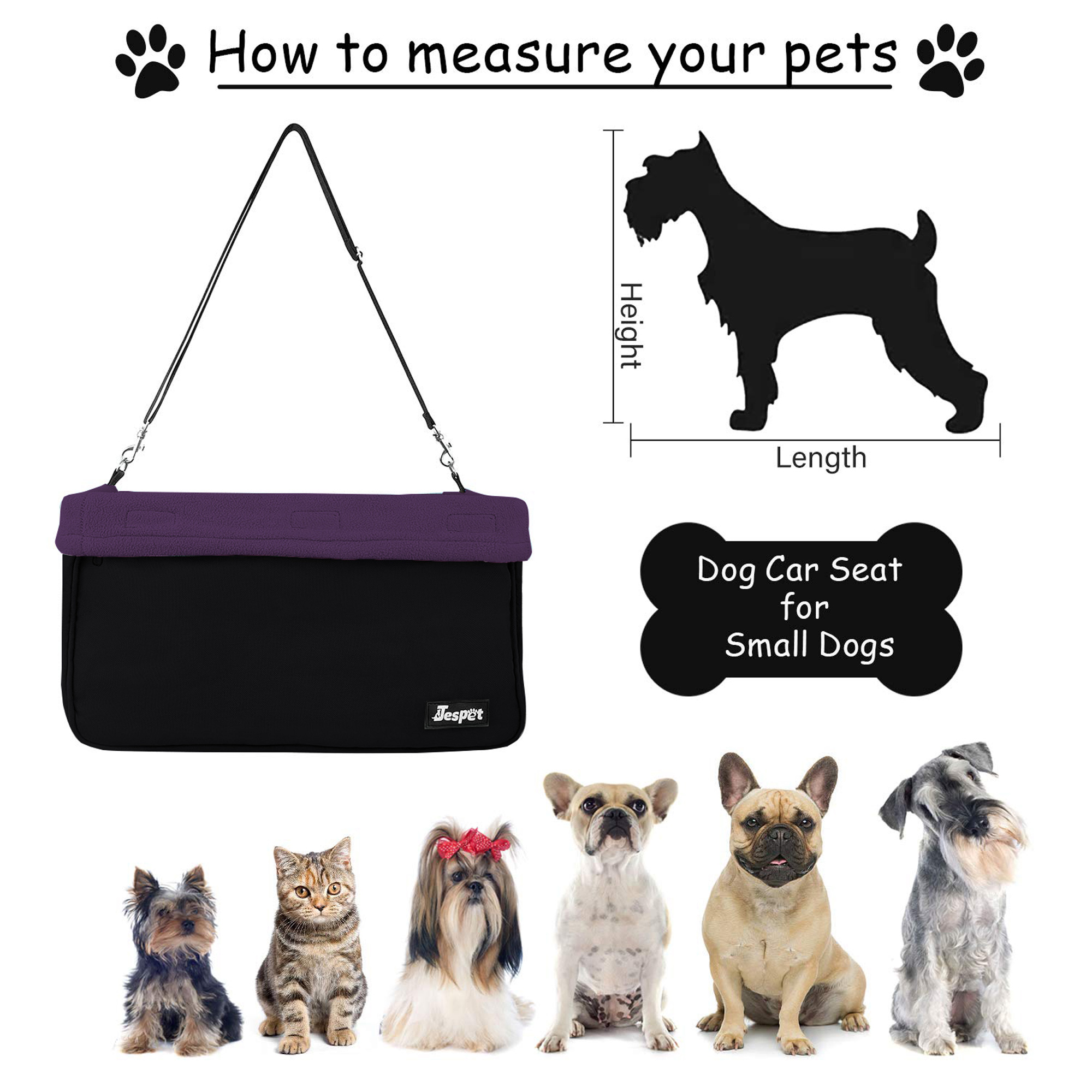 GOOPAWS Portable Safety Booster Dog Car Seat with Seat Belt, Purple - Image 2