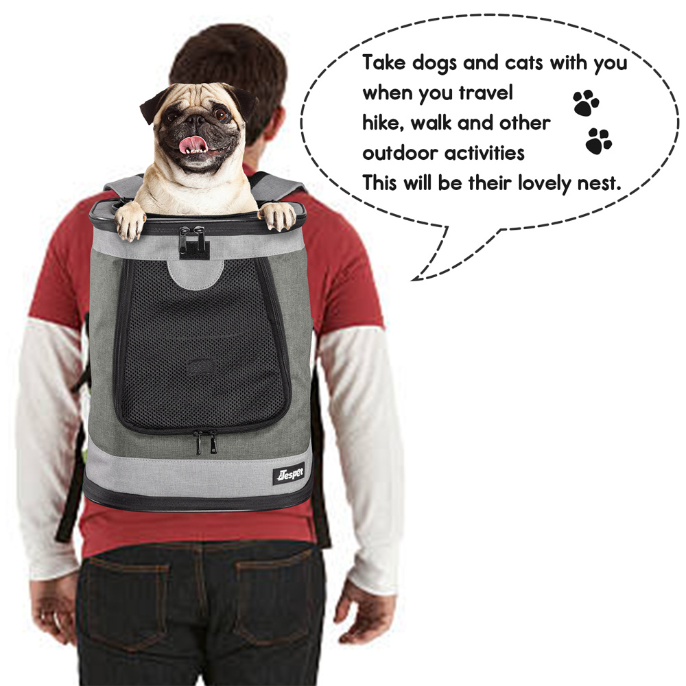 GOOPAWS Pet Soft Backpack Carrier for Small Dog Cat, Smoke Grey, 13'' - Image 7