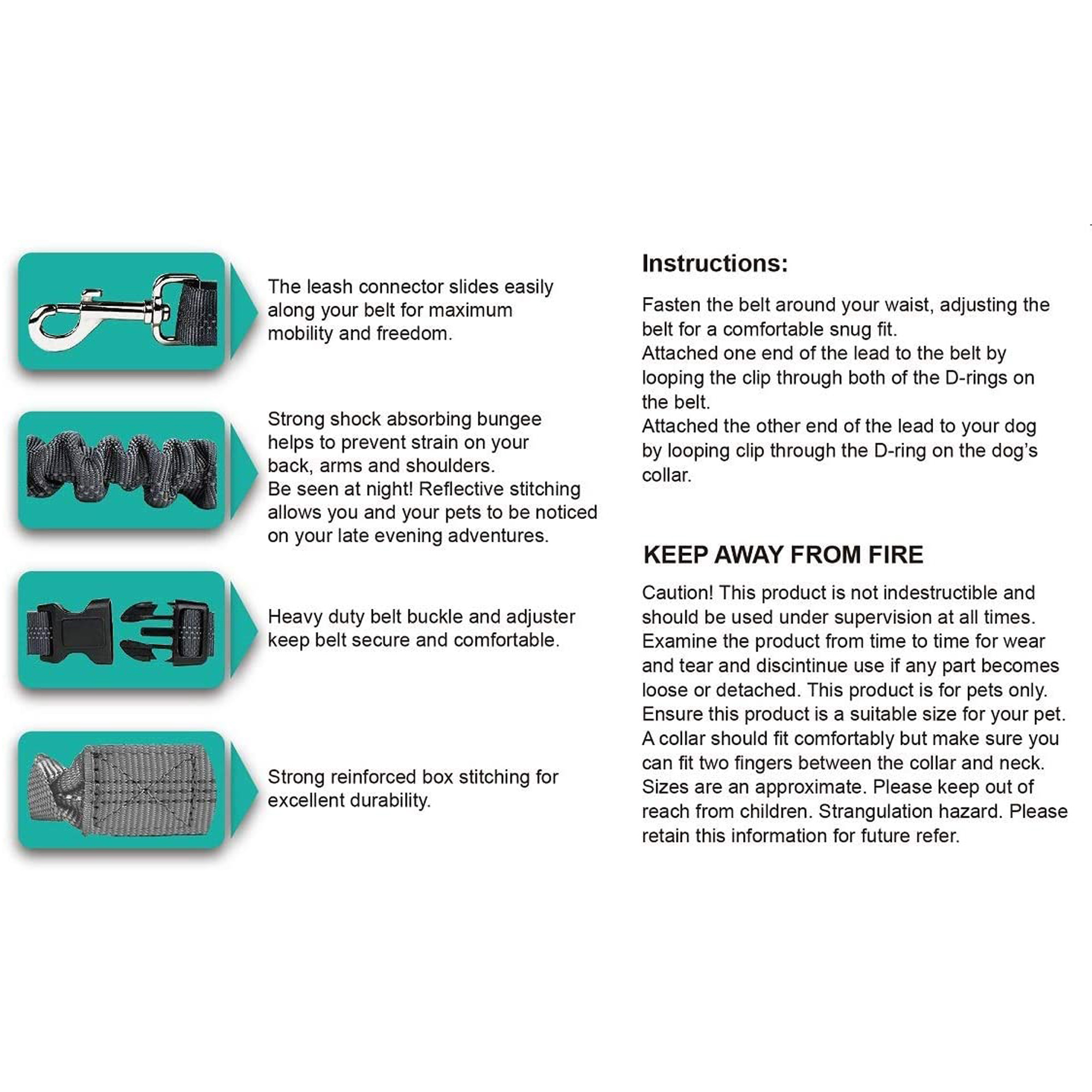 GOOPAWS No Pull Hand Free Bungee Dog Leash for Hiking, Running, Blue - Image 3