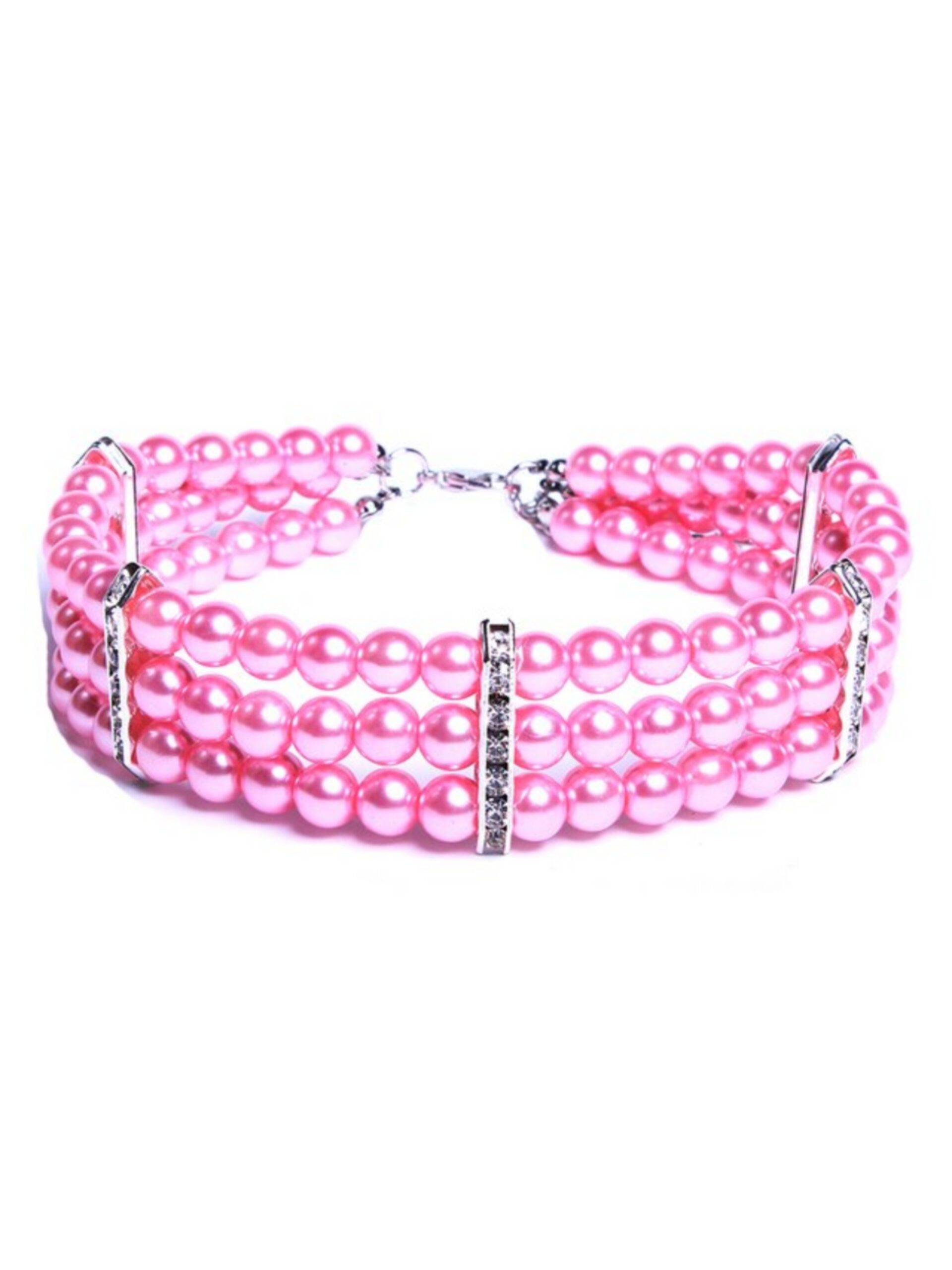 OLD 3 Row Pretty Pearl Choker Necklace, Bright Hot Pink (2025)