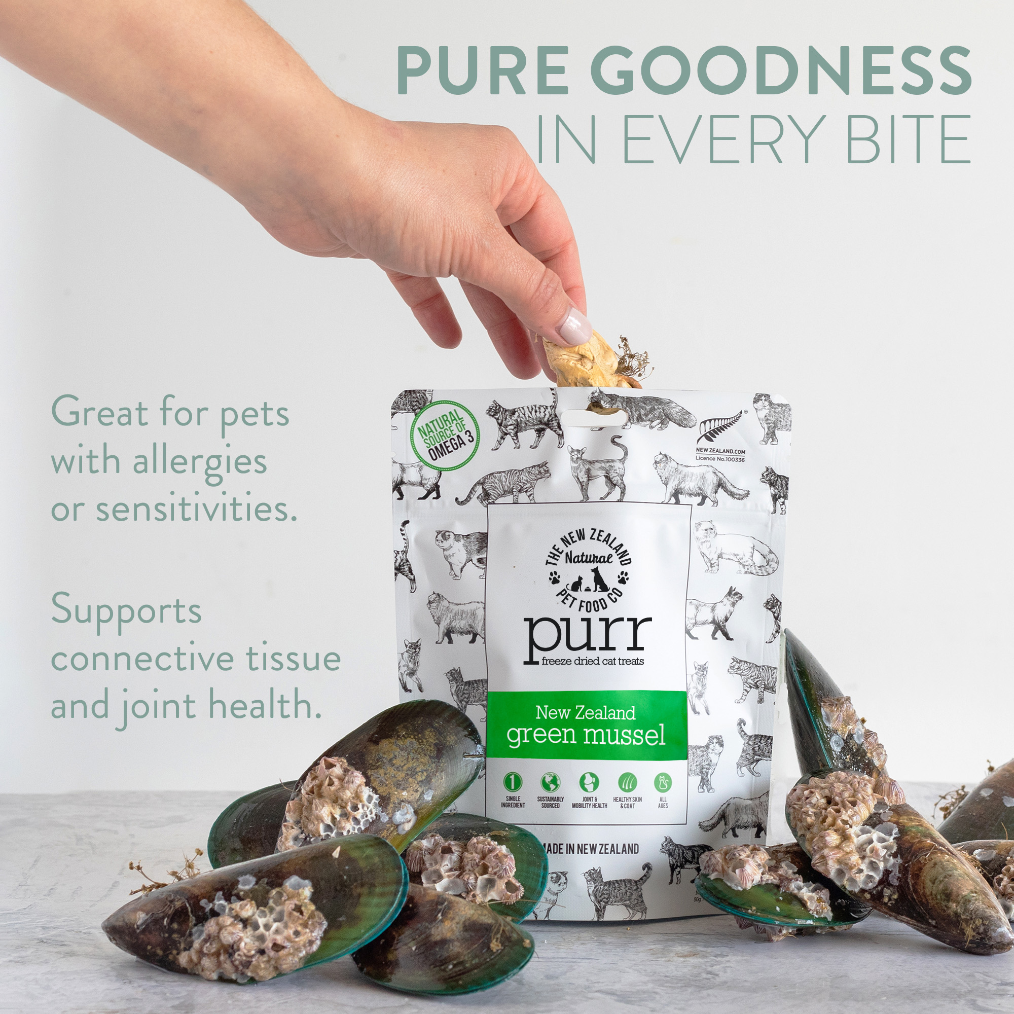 PURR NZ Green Mussel Freeze Dried Cat Treats - Image 6