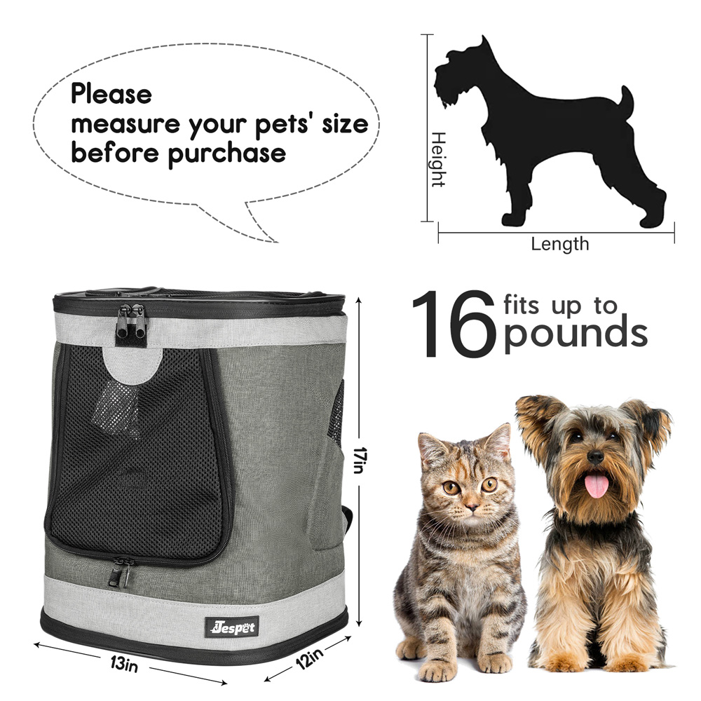 GOOPAWS Pet Soft Backpack Carrier for Small Dog Cat, Smoke Grey, 13'' - Image 5