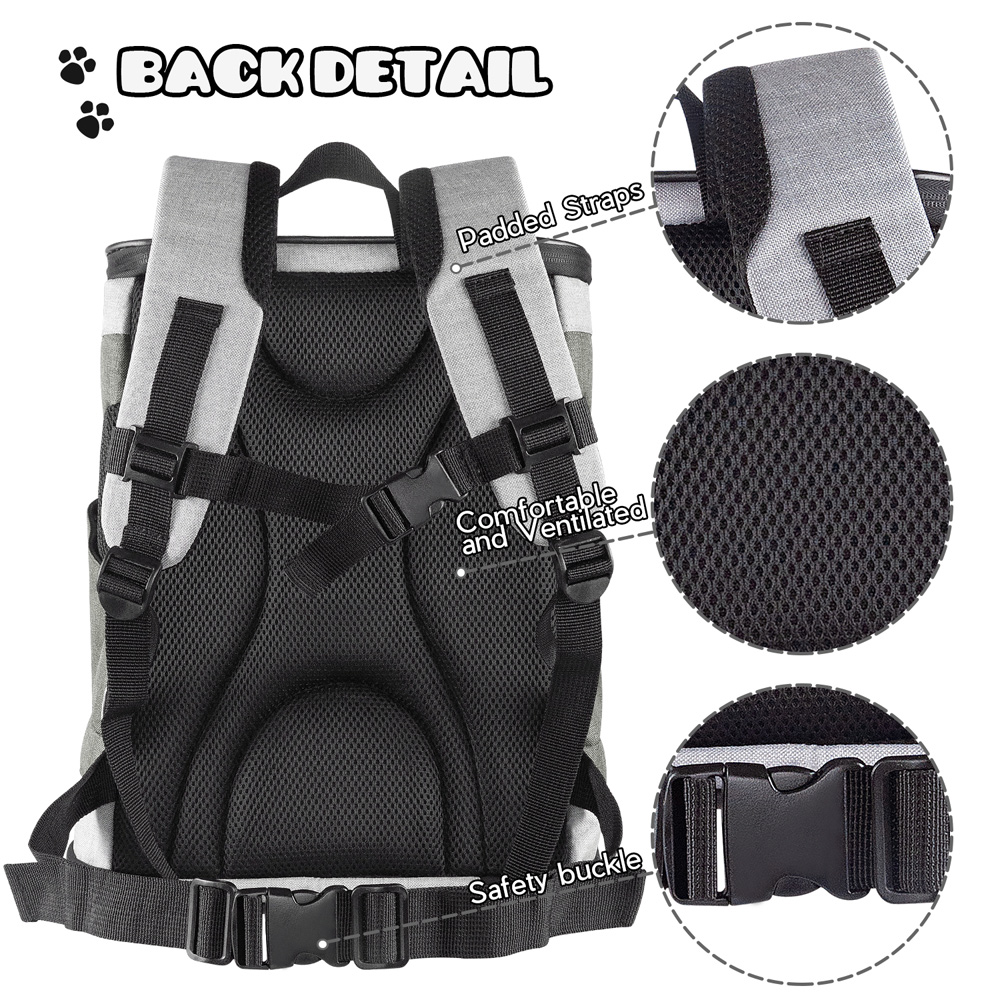 GOOPAWS Pet Soft Backpack Carrier for Small Dog Cat, Smoke Grey, 13'' - Image 4