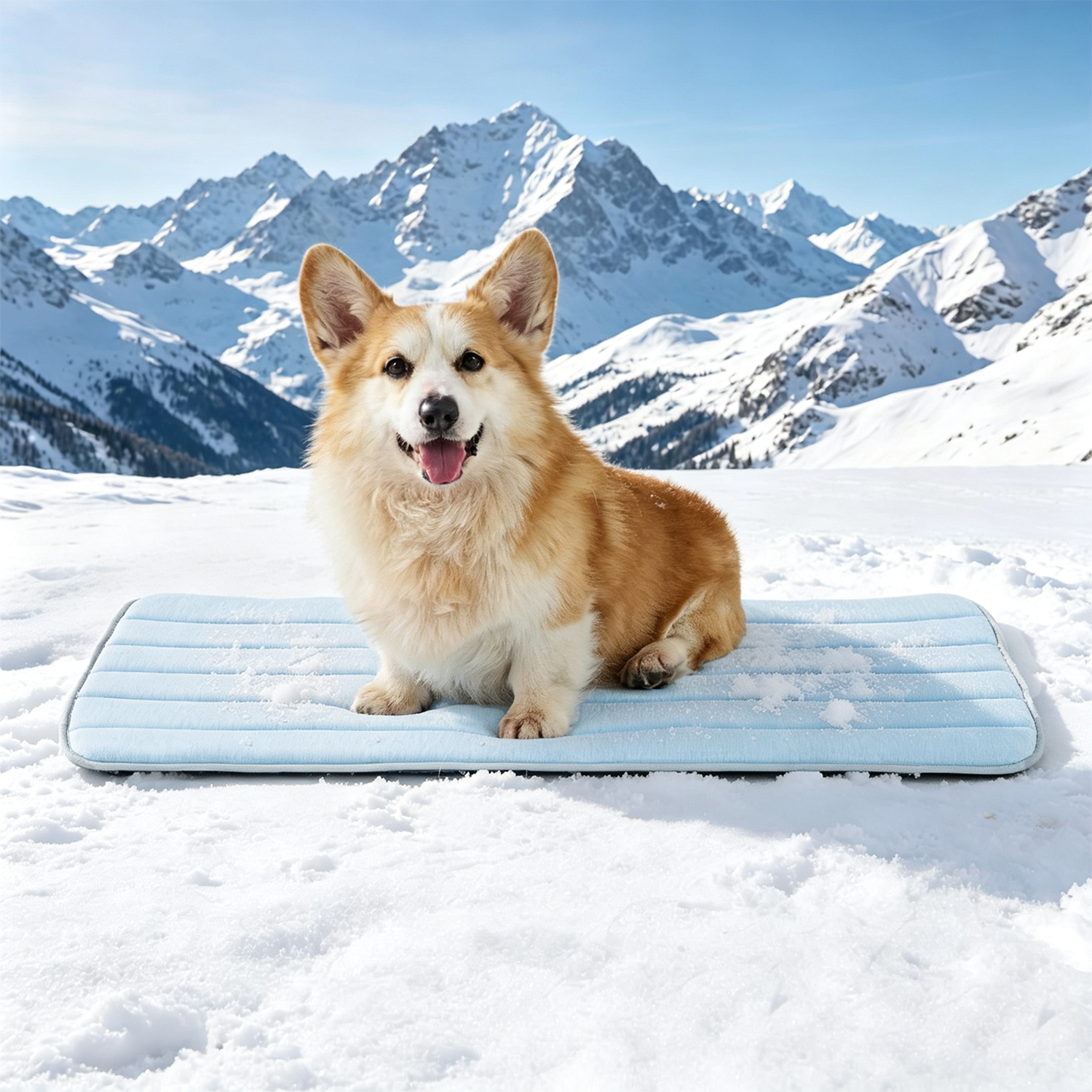 GOOPAWS Dog Cooling Mat, 35" x 23" Non-Slip Self-Cooling Summer Pet Mat for Indoor Outdoor Kennel Floor Use, Blue