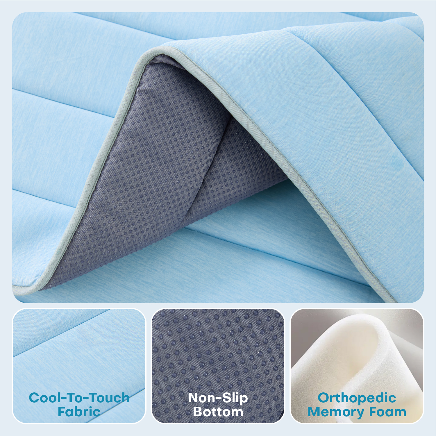 GOOPAWS Dog Cooling Mat, 35" x 23" Non-Slip Self-Cooling Summer Pet Mat for Indoor Outdoor Kennel Floor Use, Blue - Image 7