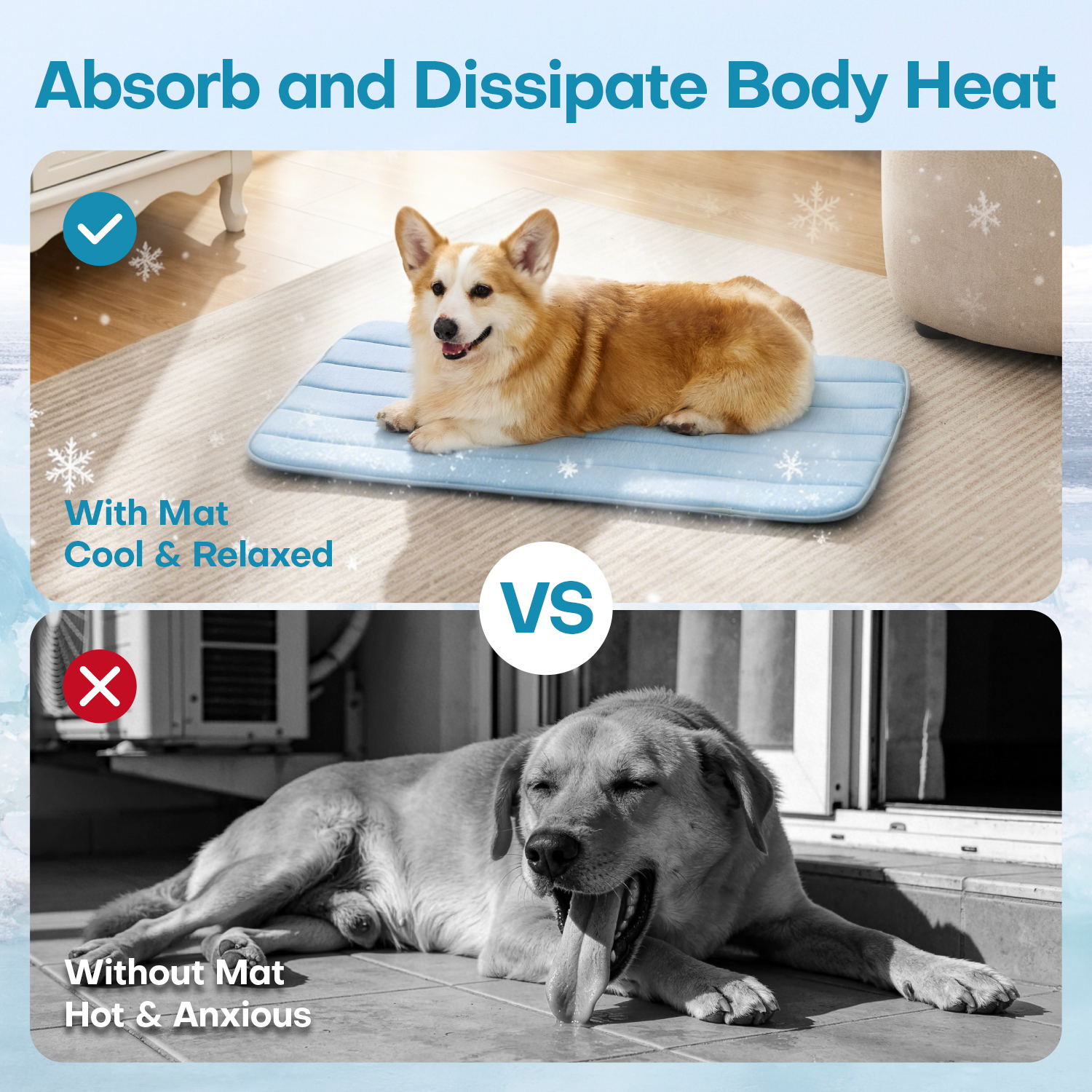 GOOPAWS Dog Cooling Mat, 41" x 27" Non-Slip Self-Cooling Summer Pet Mat for Indoor Outdoor Kennel Floor Use, Blue - Image 2