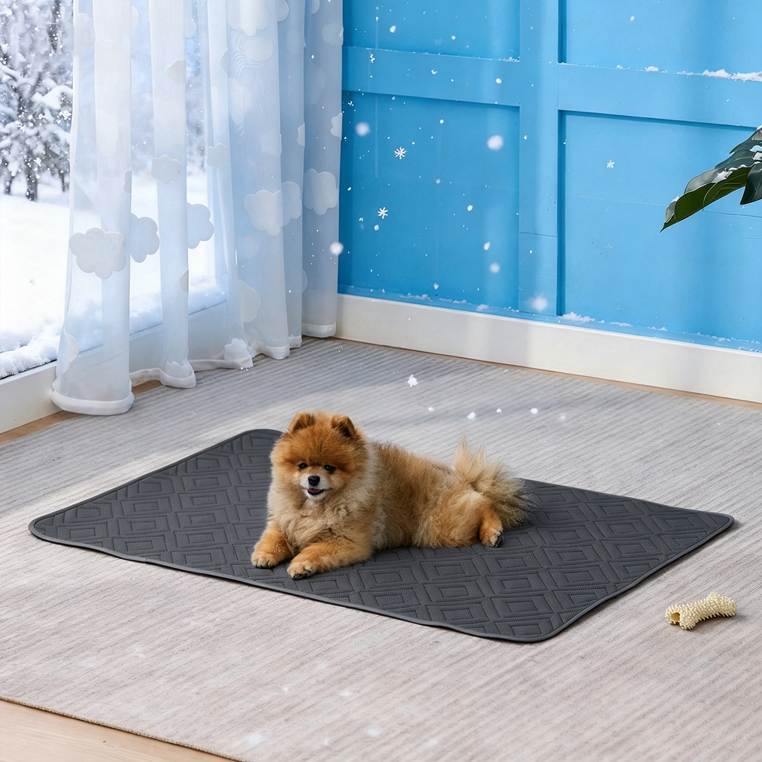 GOOPAWS Dog Cooling Mat, Waterproof Non-Slip Self-Cooling Summer Pet Blanket, Dark Grey, 29x40"