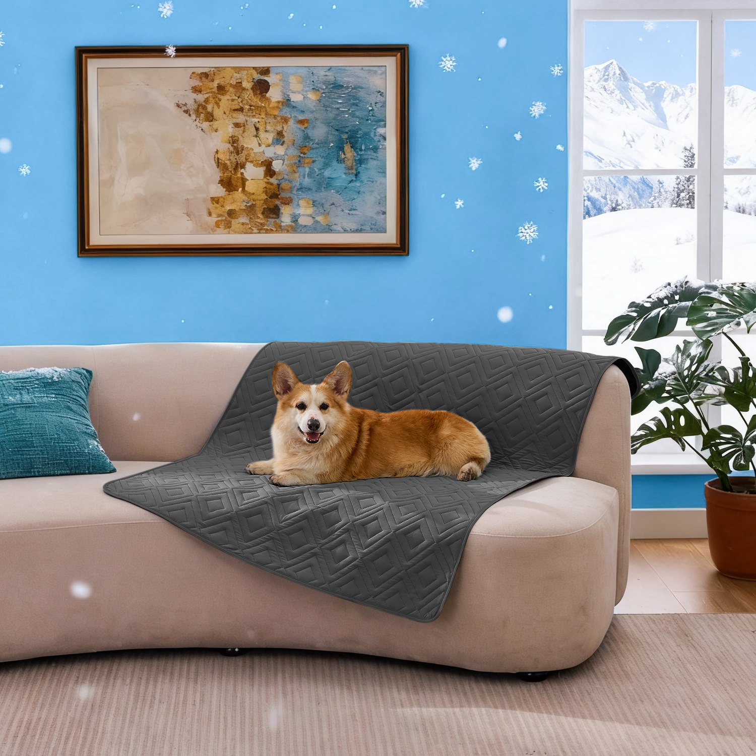 GOOPAWS Dog Cooling Mat, Waterproof Non-Slip Self-Cooling Summer Pet Blanket, Dark Grey, 40x60"