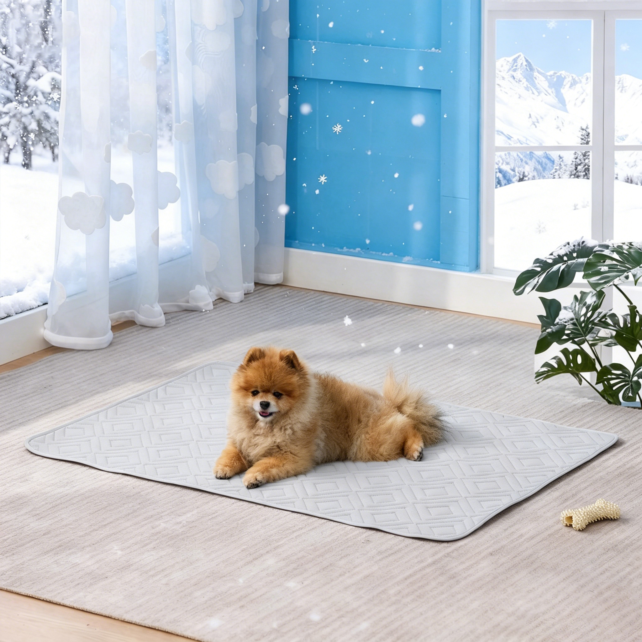 GOOPAWS Dog Cooling Mat, Waterproof Non-Slip Self-Cooling Summer Pet Blanket, Light Grey, 29x40"
