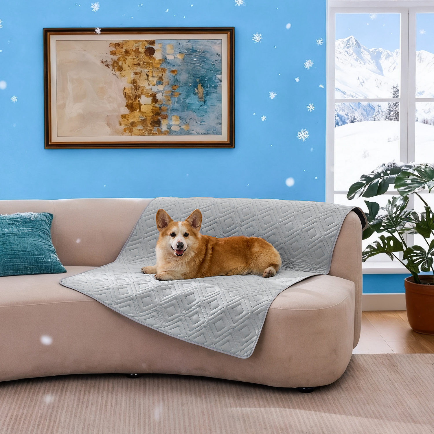 GOOPAWS Dog Cooling Mat, Waterproof Non-Slip Self-Cooling Summer Pet Blanket, Light Grey, 40x60"