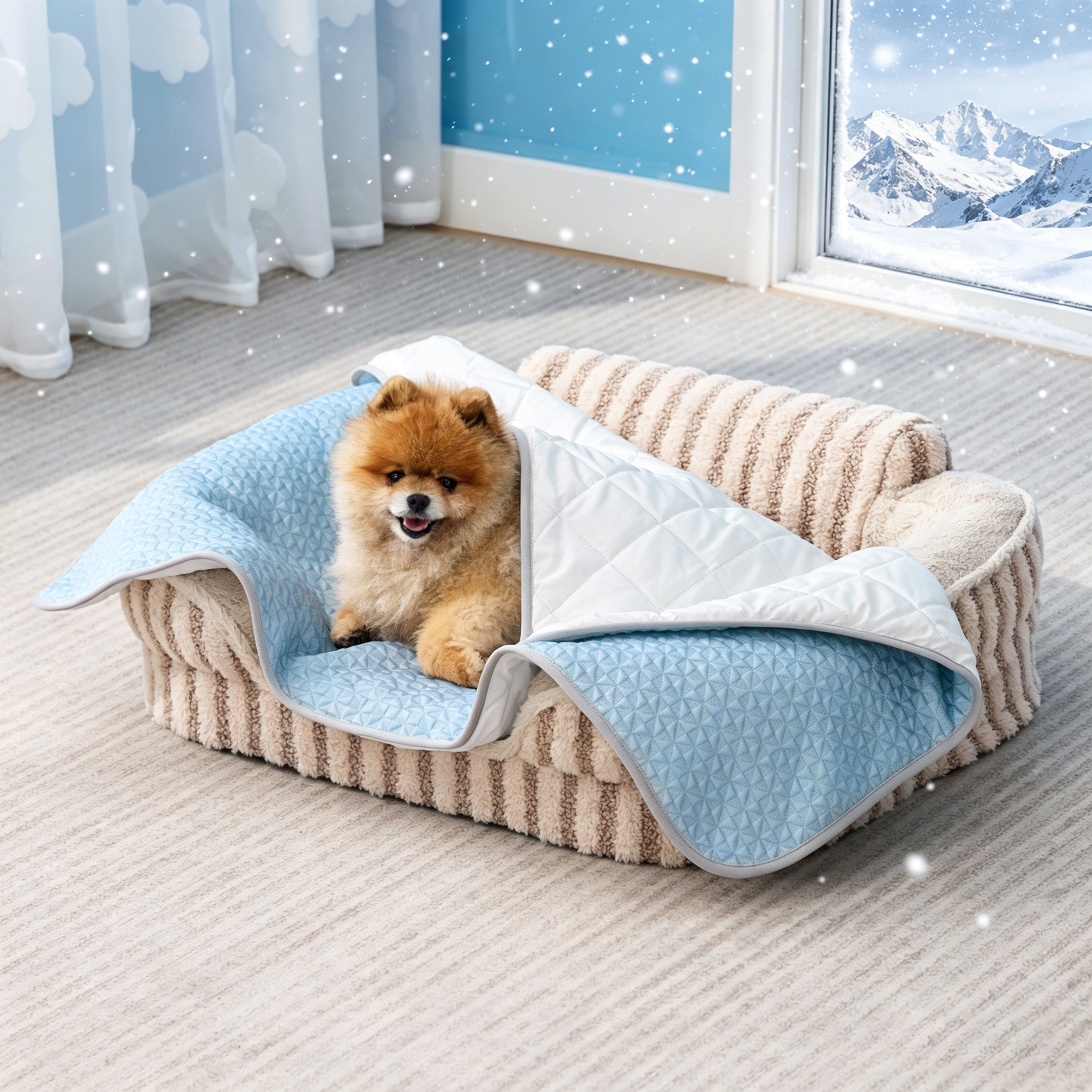 GOOPAWS All Season Reversible Cooling Dog Blanket, Blue, 29x40"