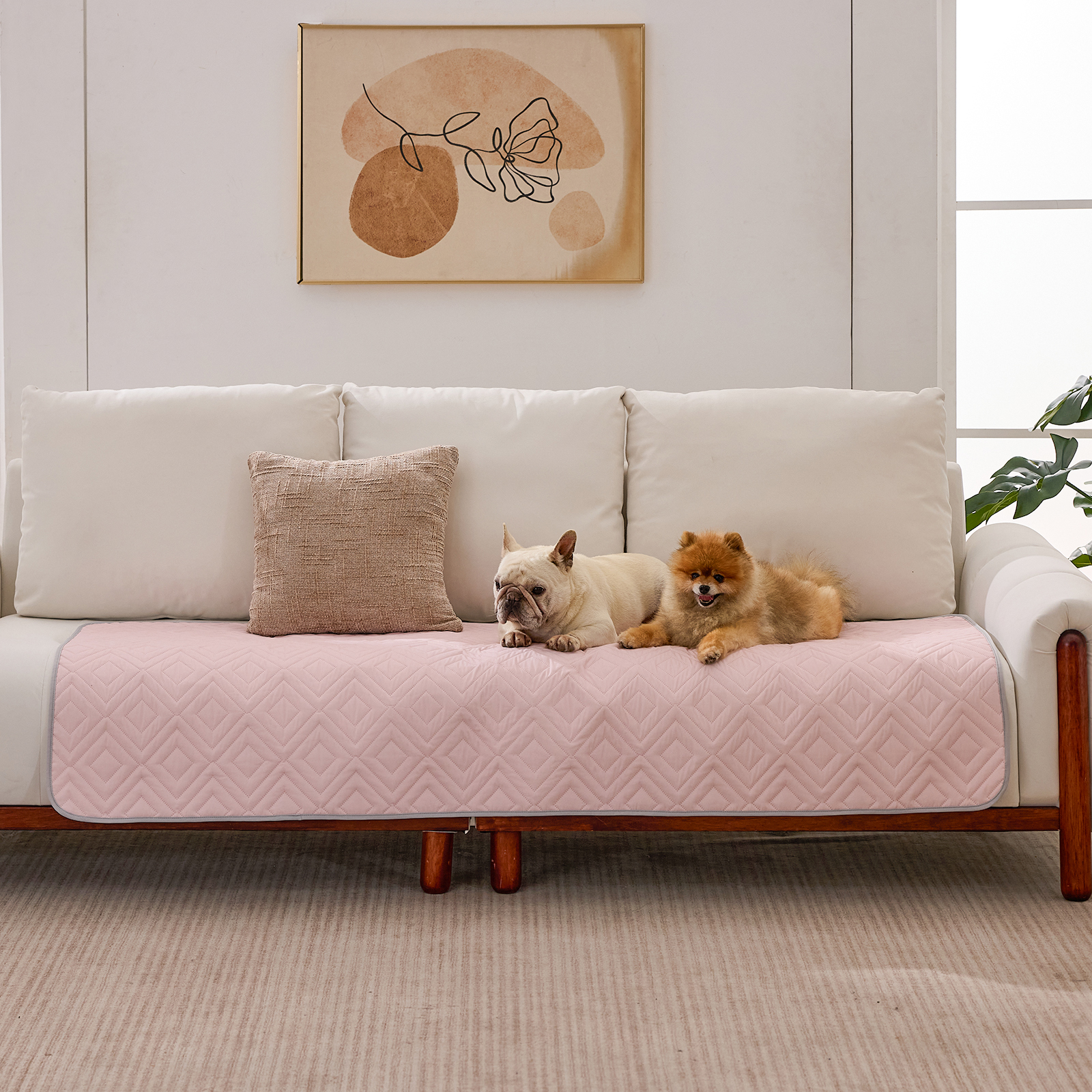 GOOPAWS Waterproof Dog Bed Cover, Non-Slip Couch Furniture Protector, Pee Proof Pet Hair Resistant Blanket, Pink, 30" x 70"