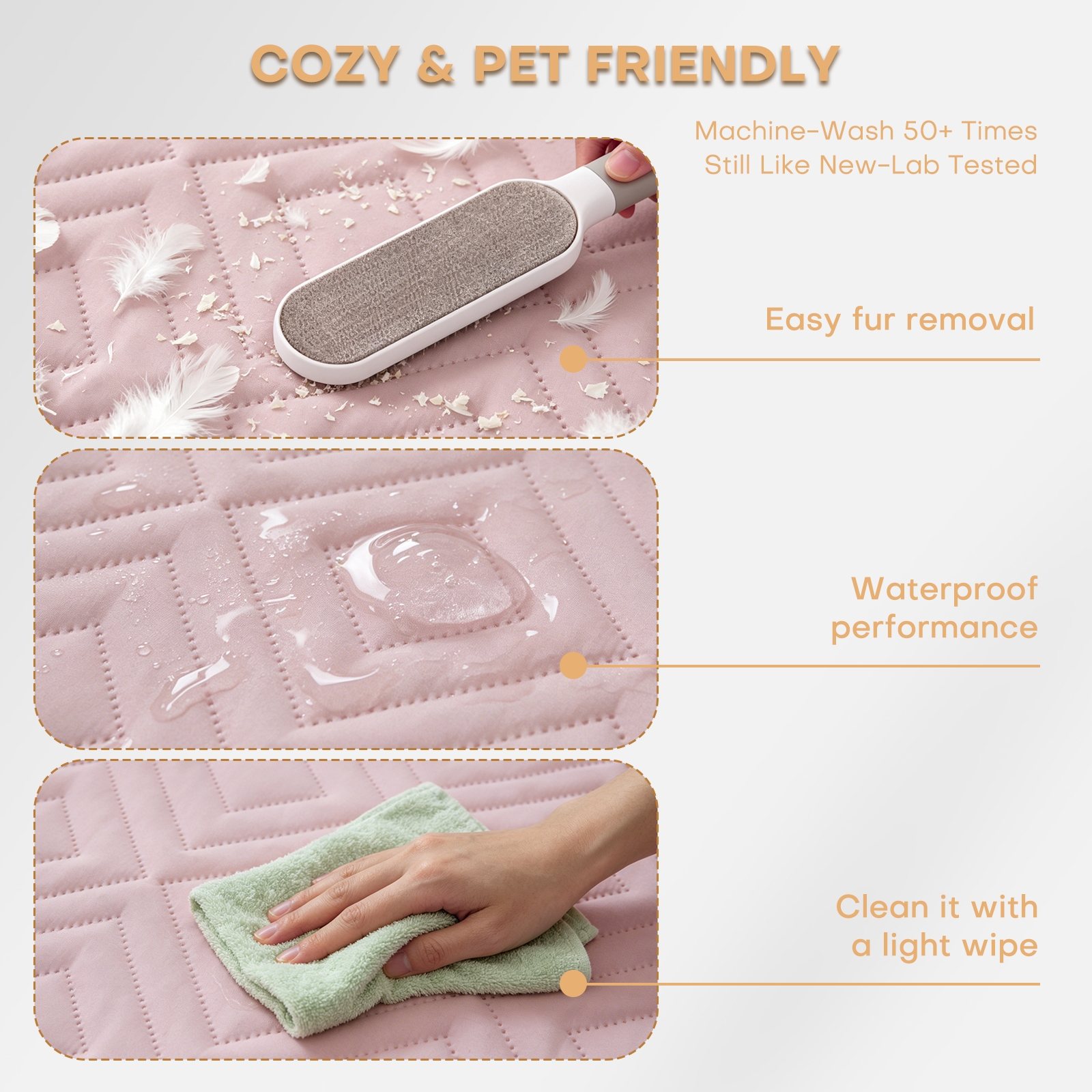 GOOPAWS Waterproof Dog Bed Cover, Non-Slip Couch Furniture Protector, Pee Proof Pet Hair Resistant Blanket, Pink, 30" x 70" - Image 7