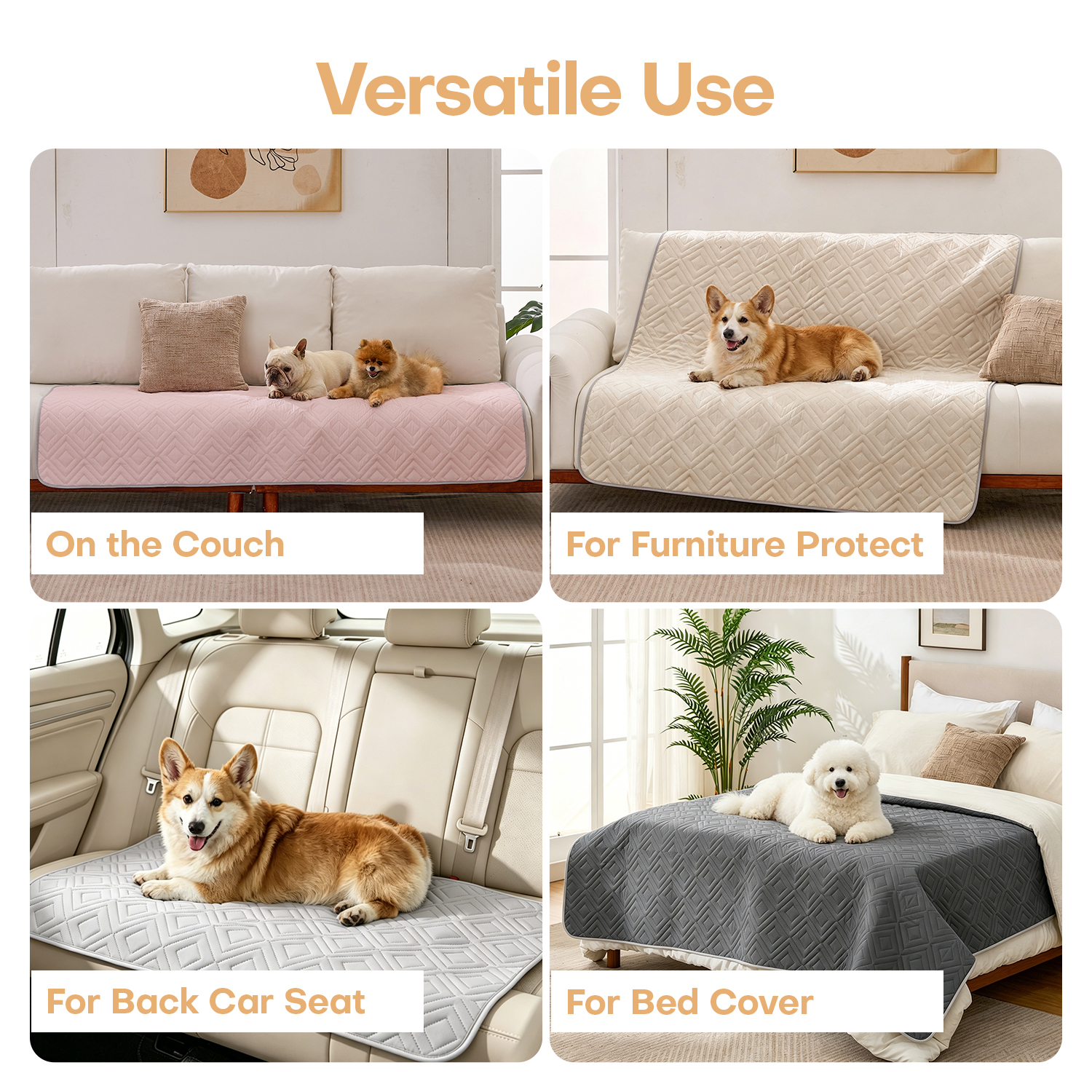 GOOPAWS Waterproof Dog Bed Cover, Non-Slip Couch Furniture Protector, Pee Proof Pet Hair Resistant Blanket, Pink, 30" x 70" - Image 5