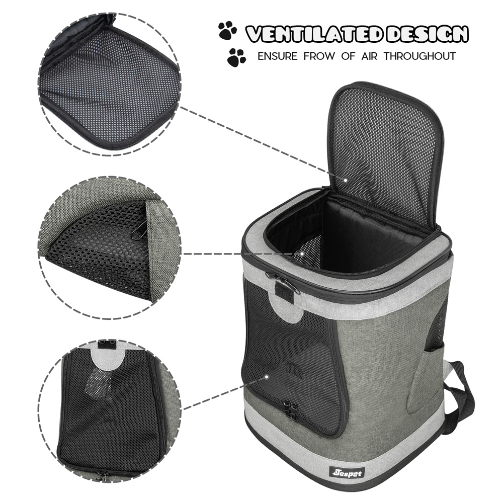 GOOPAWS Pet Soft Backpack Carrier for Small Dog Cat, Smoke Grey, 13'' - Image 3