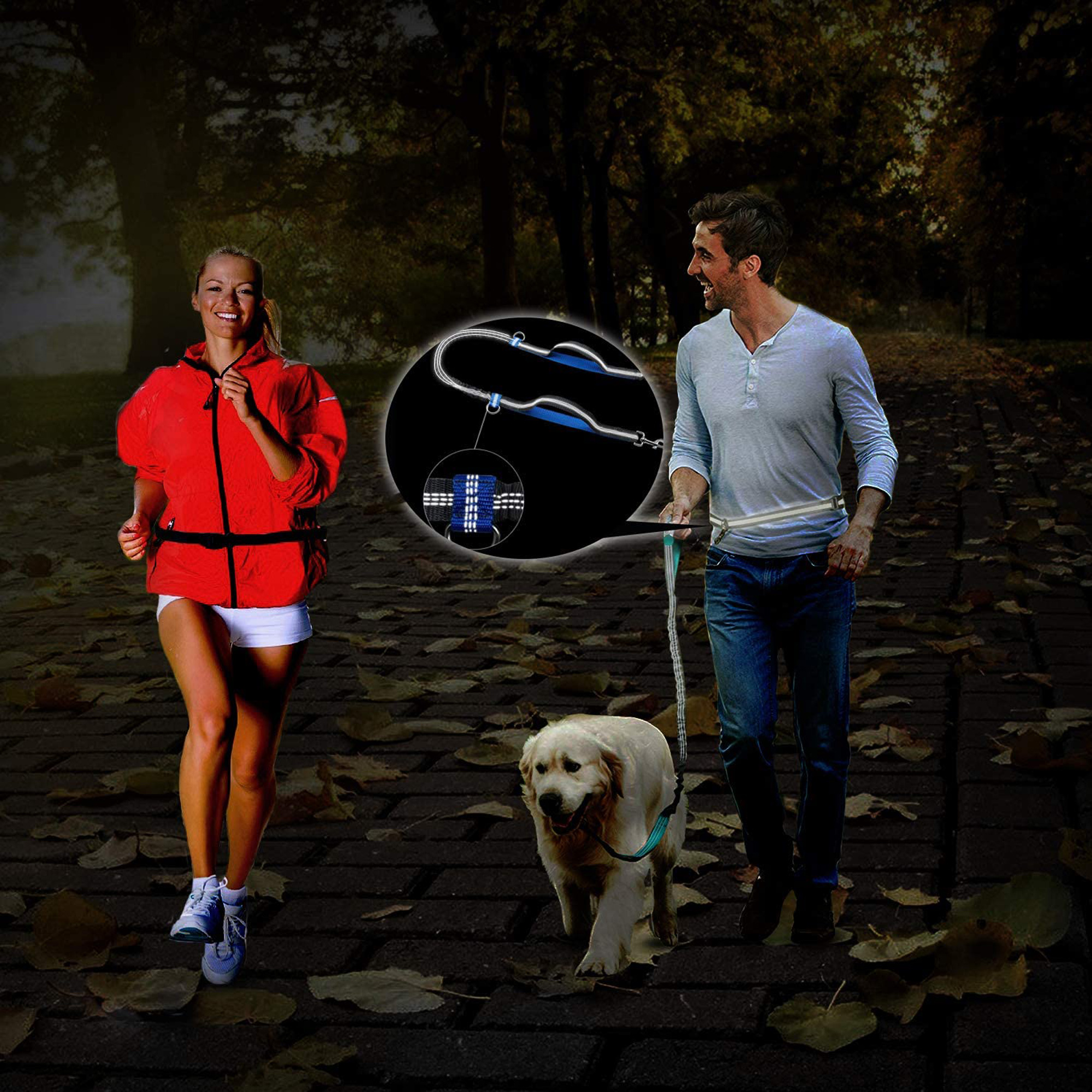 GOOPAWS No Pull Hand Free Bungee Dog Leash for Hiking, Running, Blue - Image 7