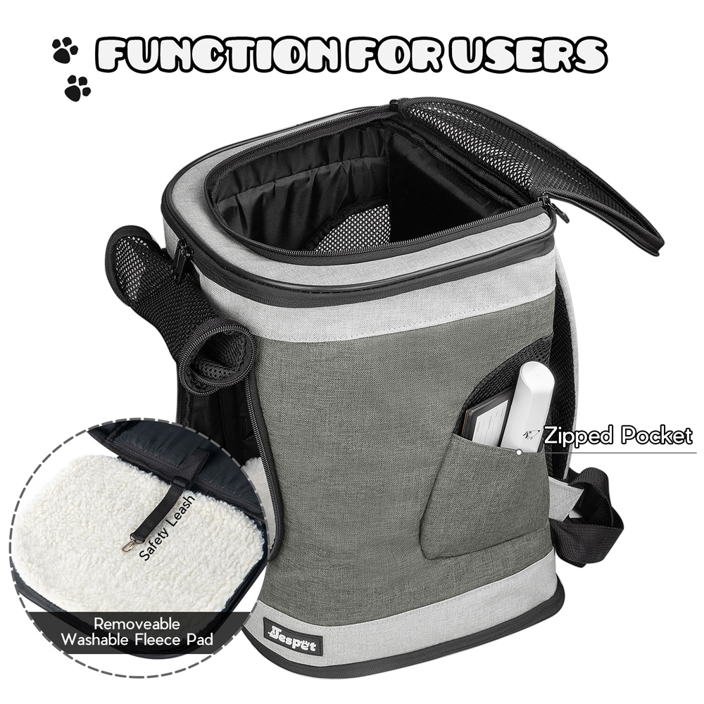 GOOPAWS Pet Soft Backpack Carrier for Small Dog Cat, Smoke Grey, 13'' - Image 2
