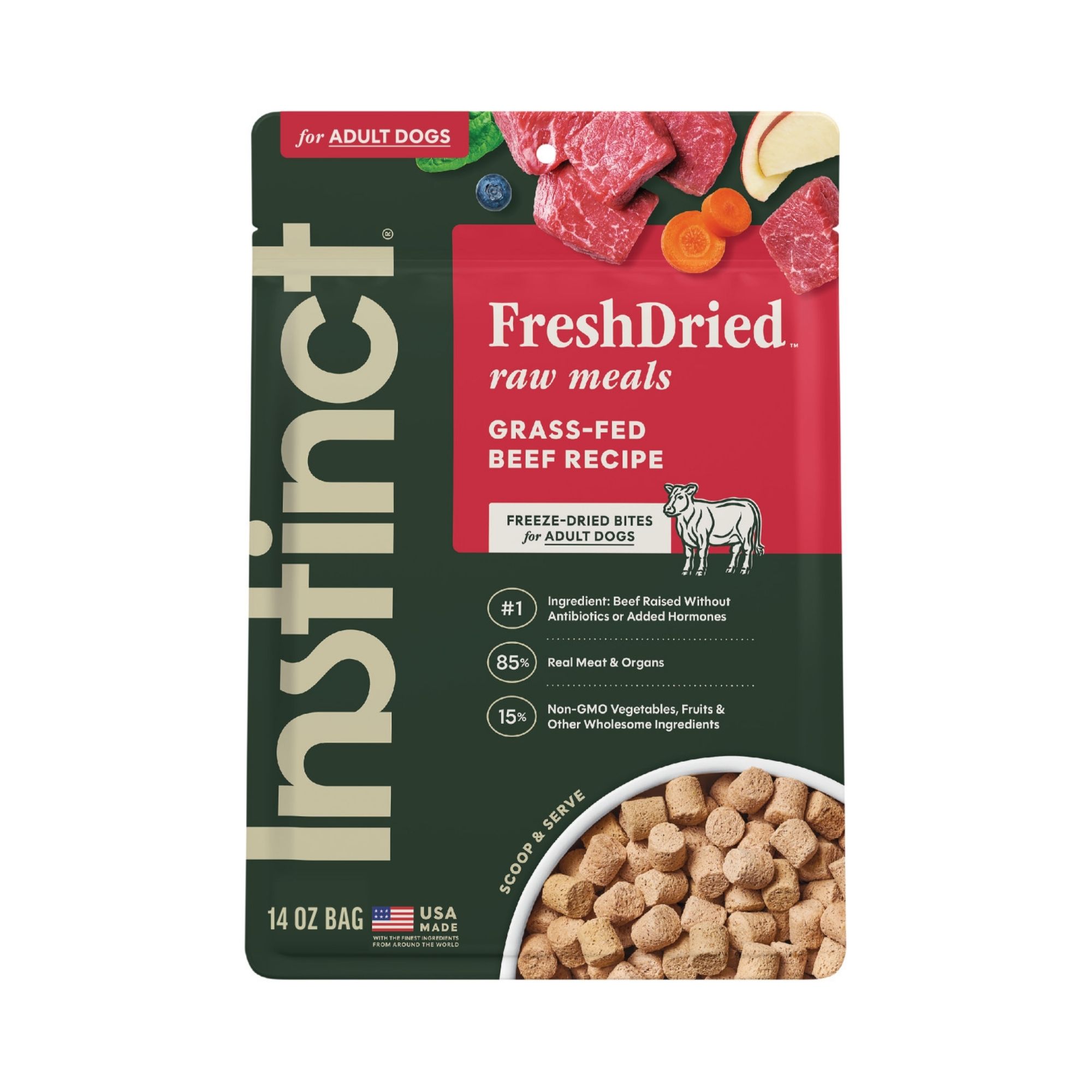 Instinct Dog Freshdried Raw Meals Freeze-dried Beef Adult 14oz.