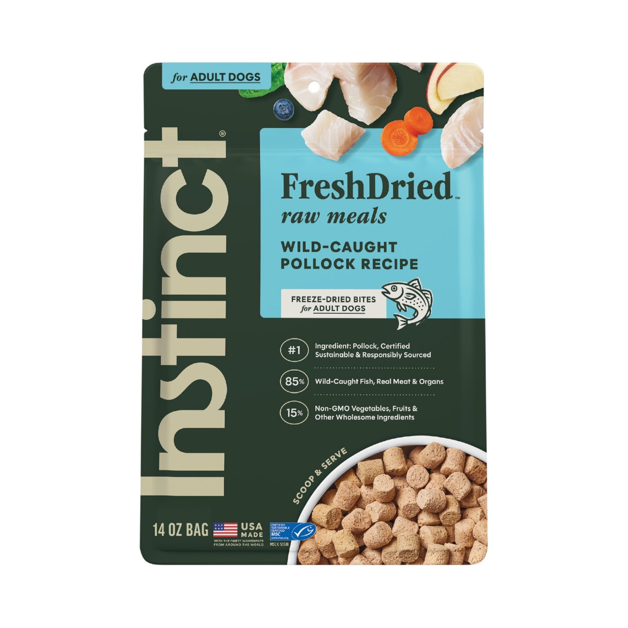 Instinct Dog Freshdried Raw Meals Freeze-dried Pollock Adult 14oz.