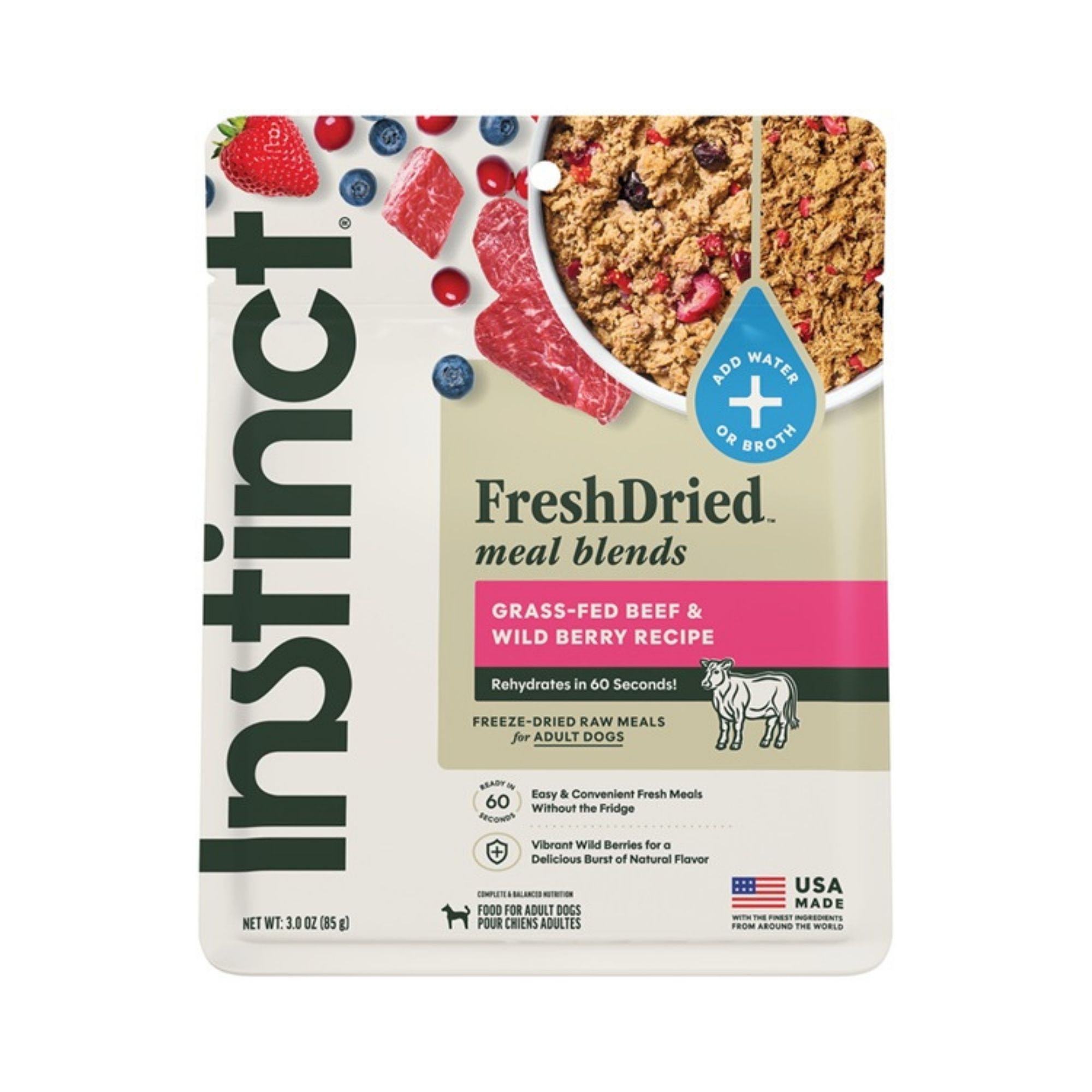 Instinct Freshdried Meal Blends Dog Freeze-dried Beef Wild Berries 3oz.