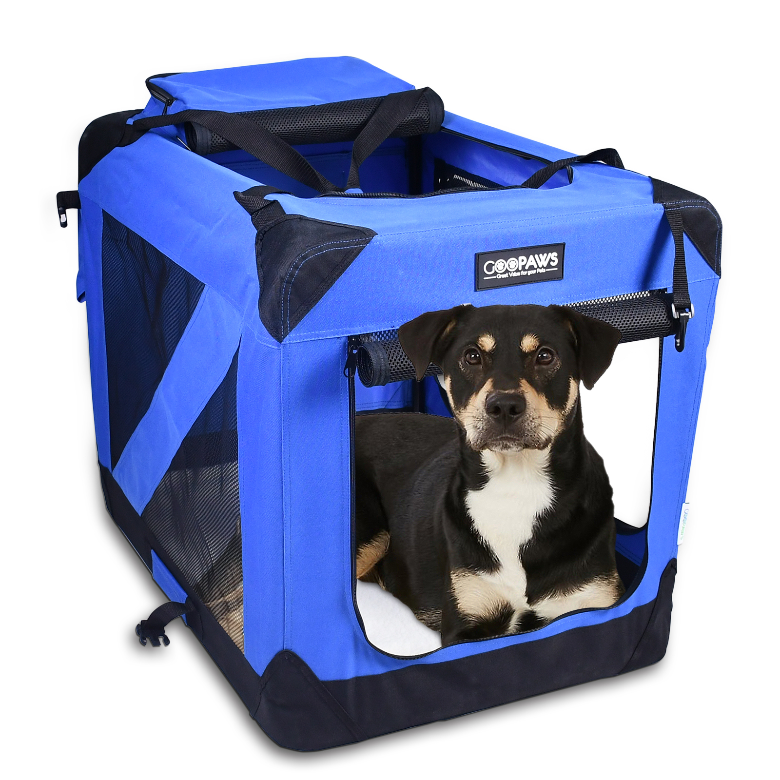 Jespet Indoor & Outdoor 3-Door Collapsible Soft-Sided Dog, Cat & Small Pet Crate, Blue, 36'' - Image 5