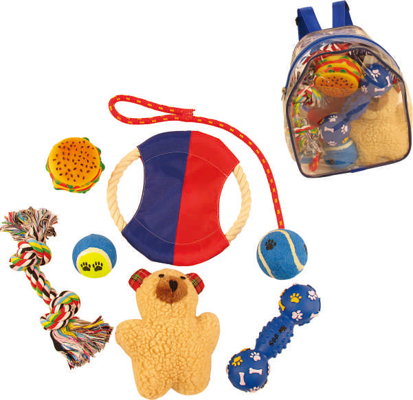 Pet Life ® 7 Piece Backpack Pet Toy Set