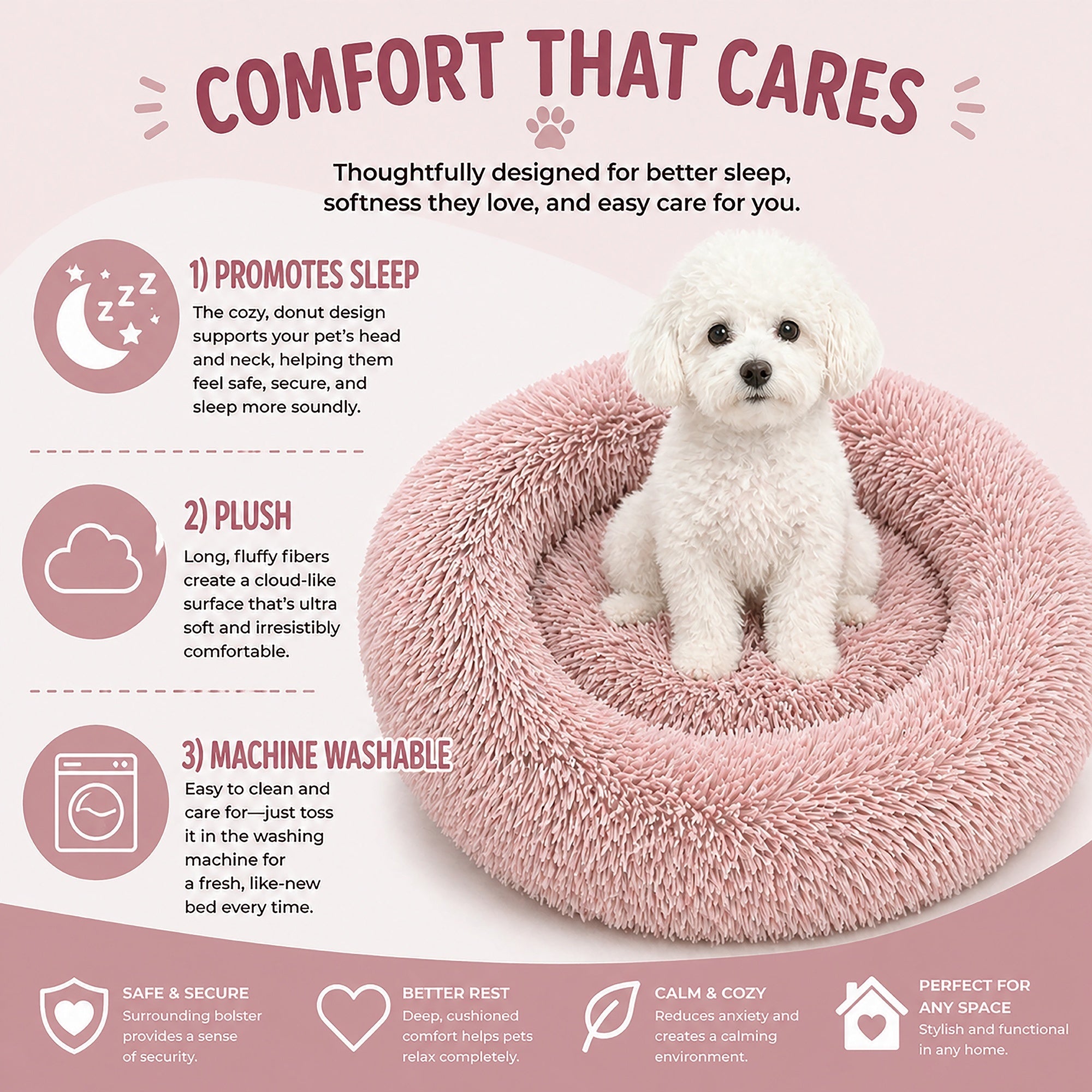 Pet Life ® 'Nestler' High-Grade Plush and Soft Rounded Dog Bed - Image 3