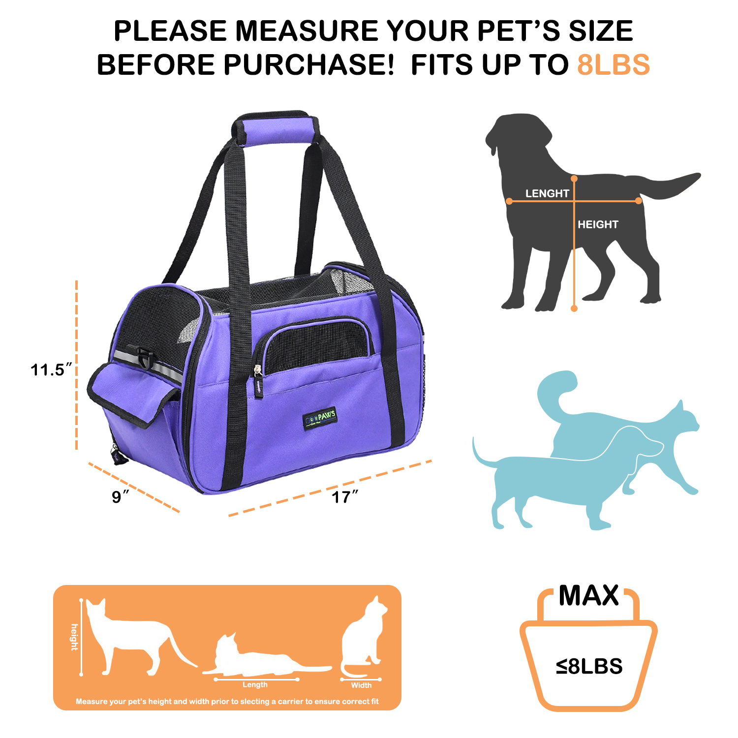 GOOPAWS Soft Sided Small Dog Carrier Comfort for Travel, Purple, 17" - Image 6