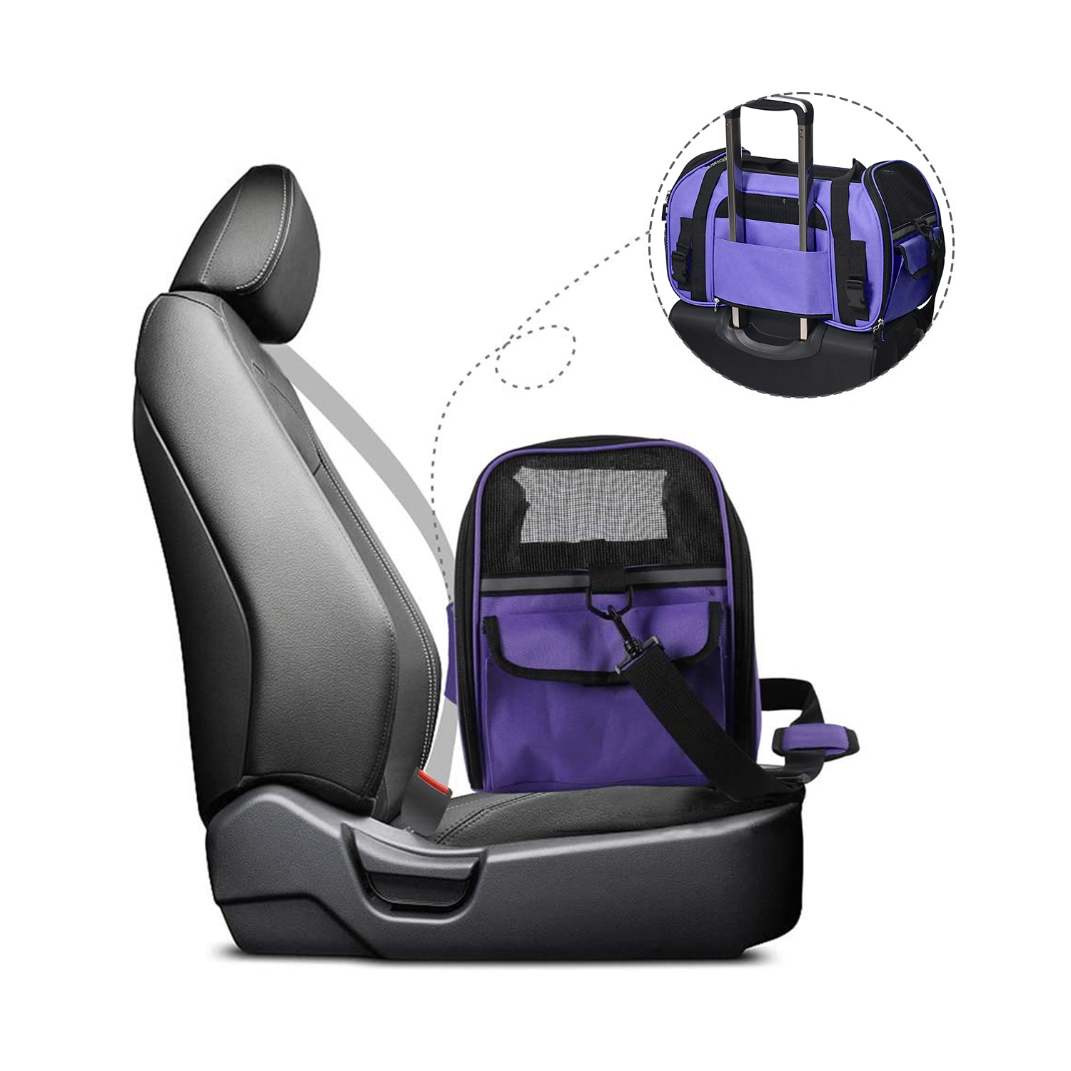 GOOPAWS Soft Sided Small Dog Carrier Comfort for Travel, Purple, 17" - Image 2