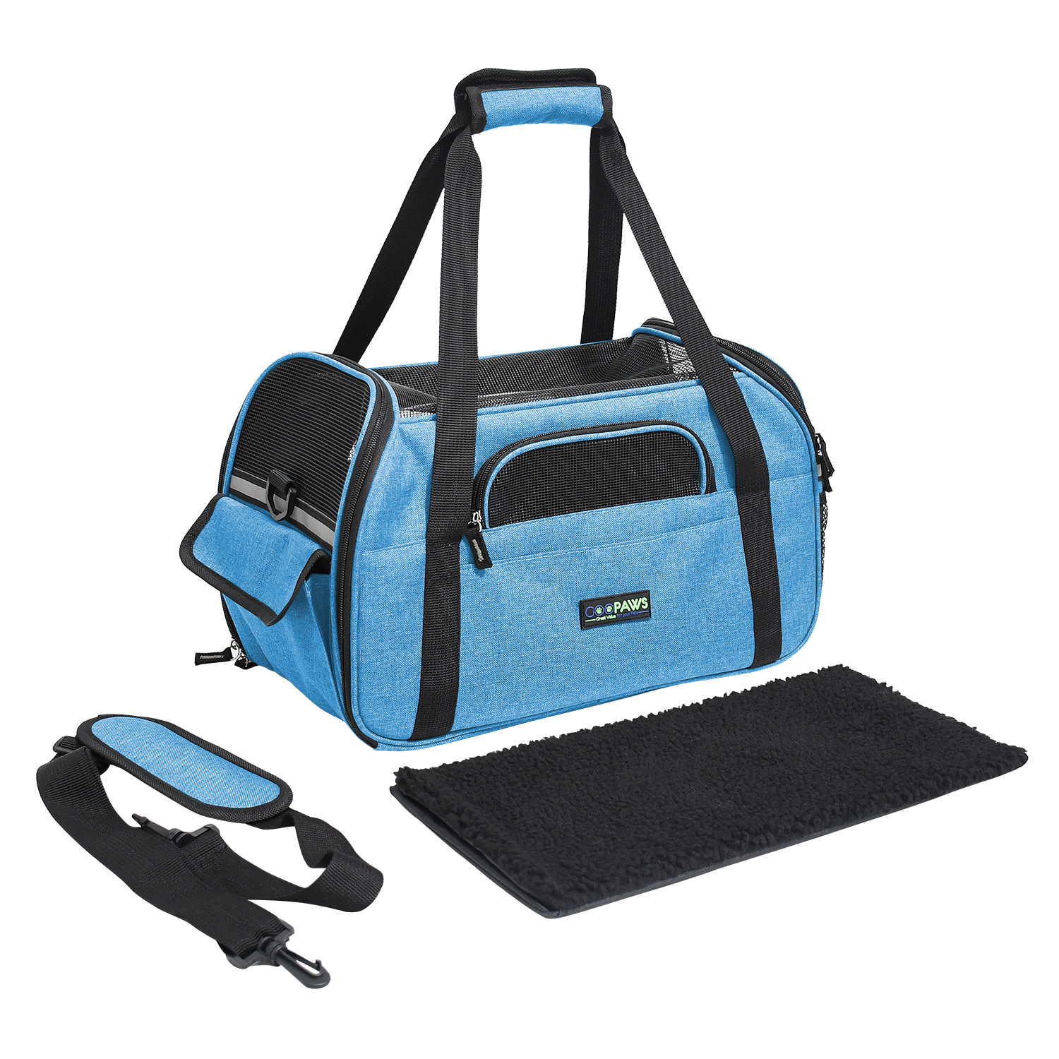 GOOPAWS Soft Sided Small Pet Carrier Ideal for Travel, Turquoise, 17" - Image 4
