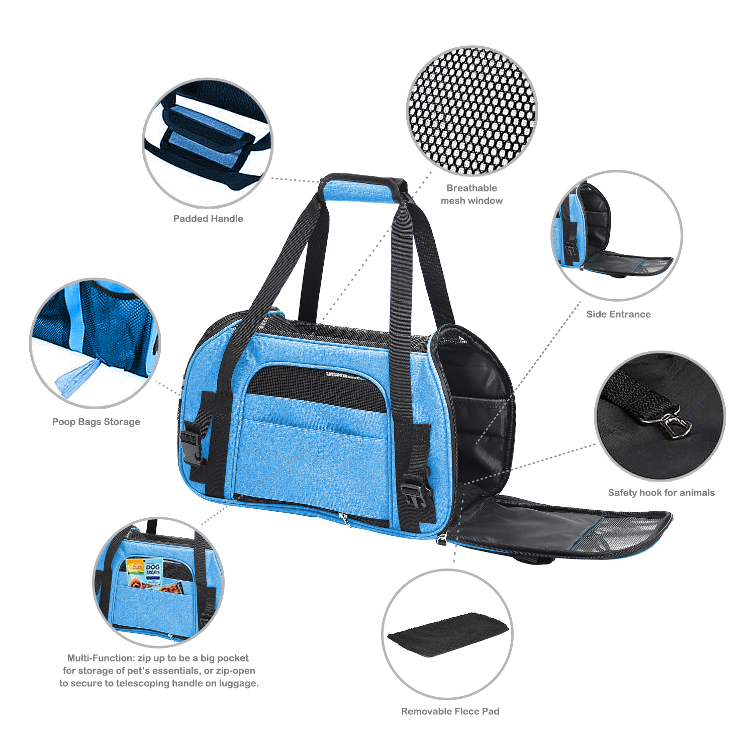 GOOPAWS Soft Sided Small Pet Carrier Ideal for Travel, Turquoise, 17" - Image 3