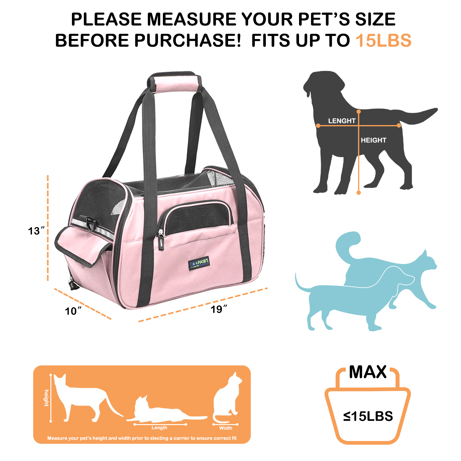 GOOPAWS Soft Sided Small Pet Carrier Comfort for Travel, Pink, 19" - Image 7