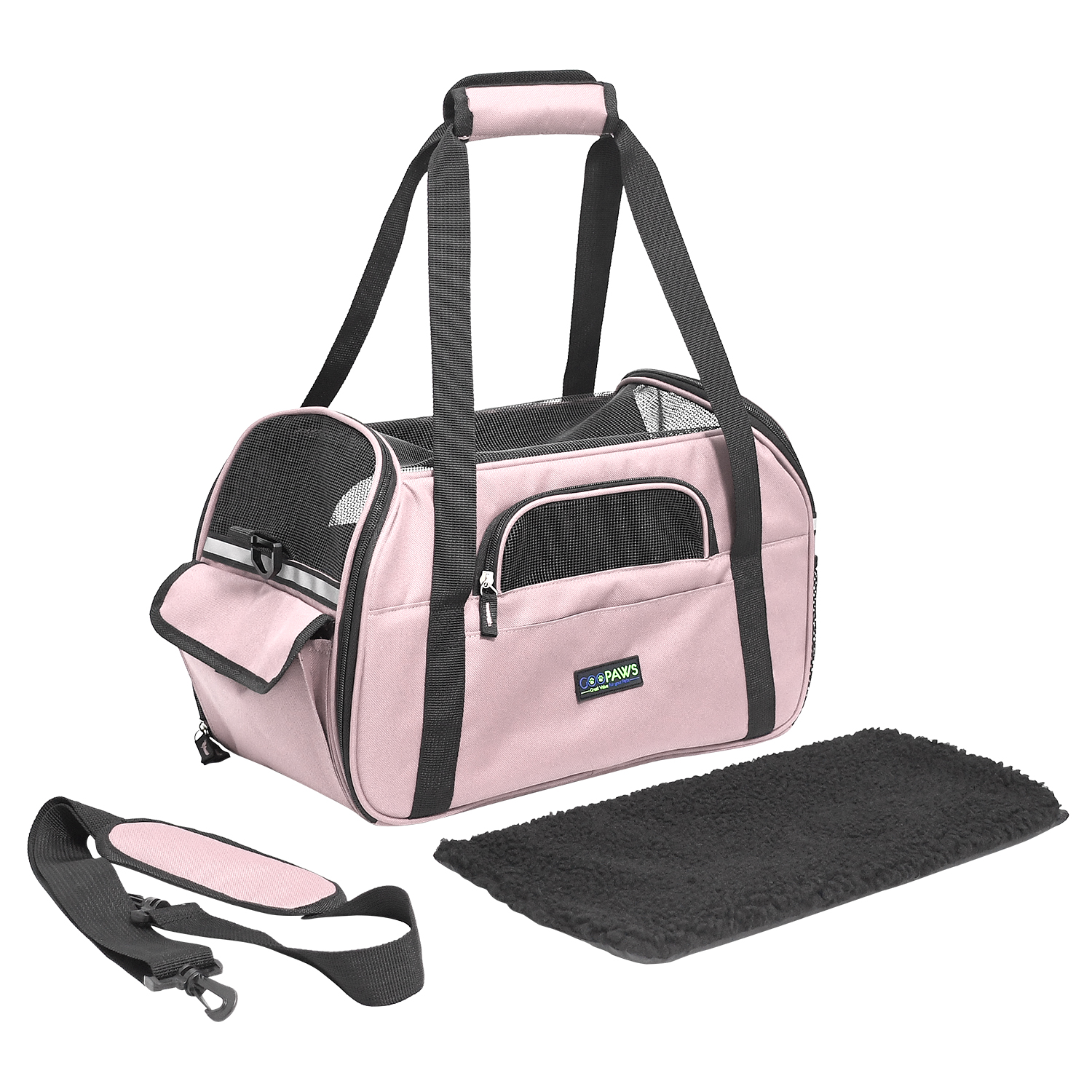 GOOPAWS Soft Sided Small Pet Carrier Comfort for Travel, Pink, 19" - Image 5