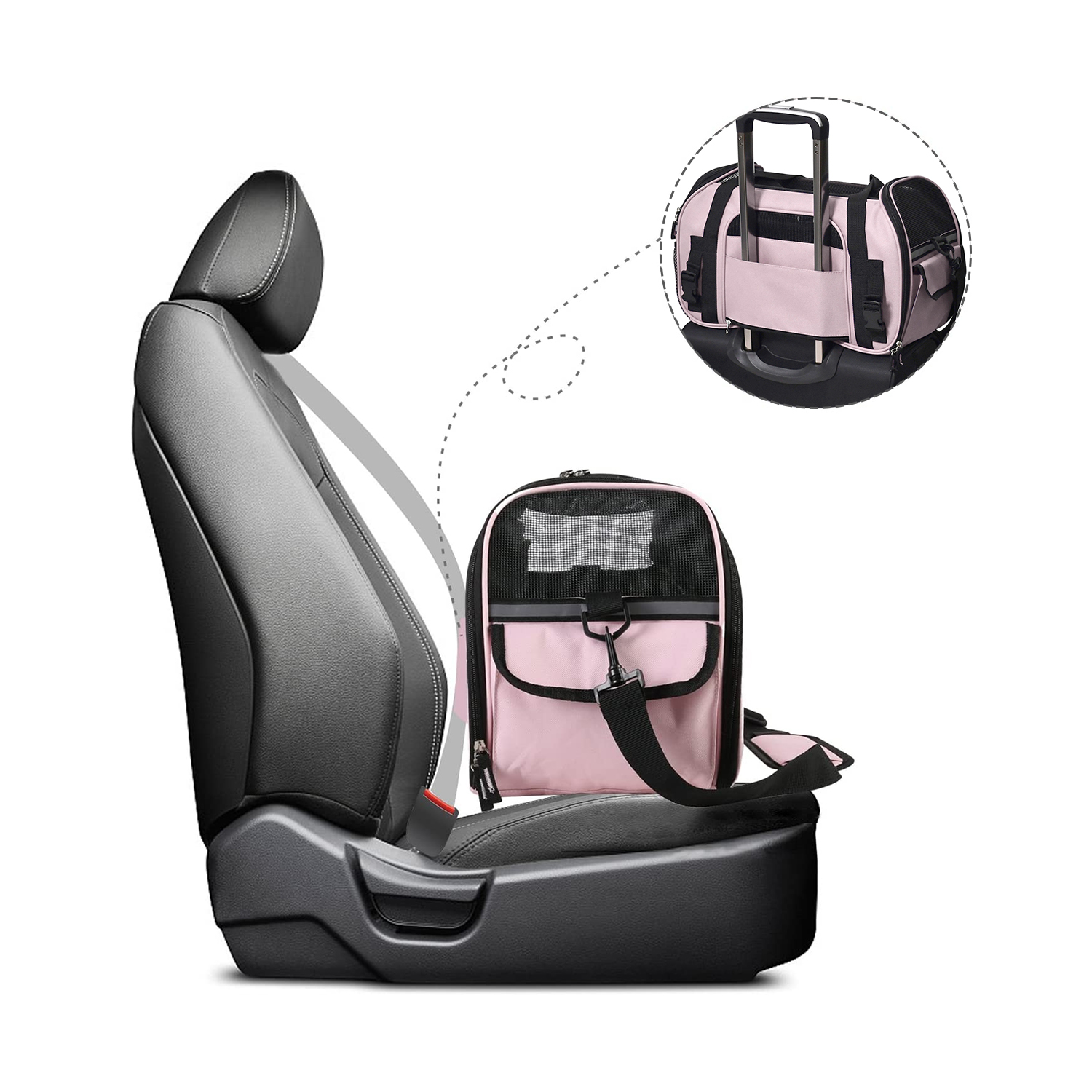 GOOPAWS Soft Sided Small Pet Carrier Comfort for Travel, Pink, 19" - Image 3