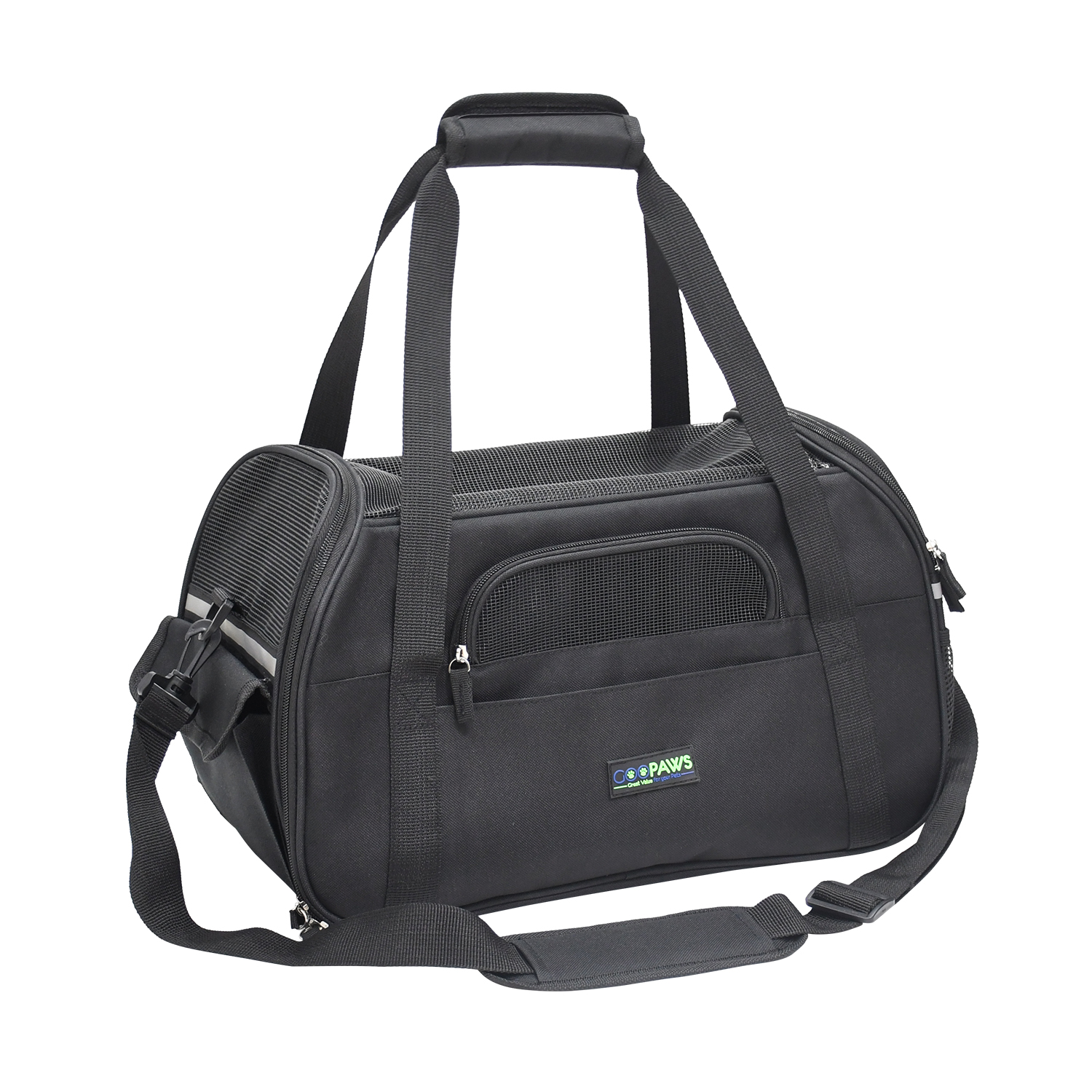 GOOPAWS Soft Sided Small Dog Carrier Comfort for Travel, Black, 19"