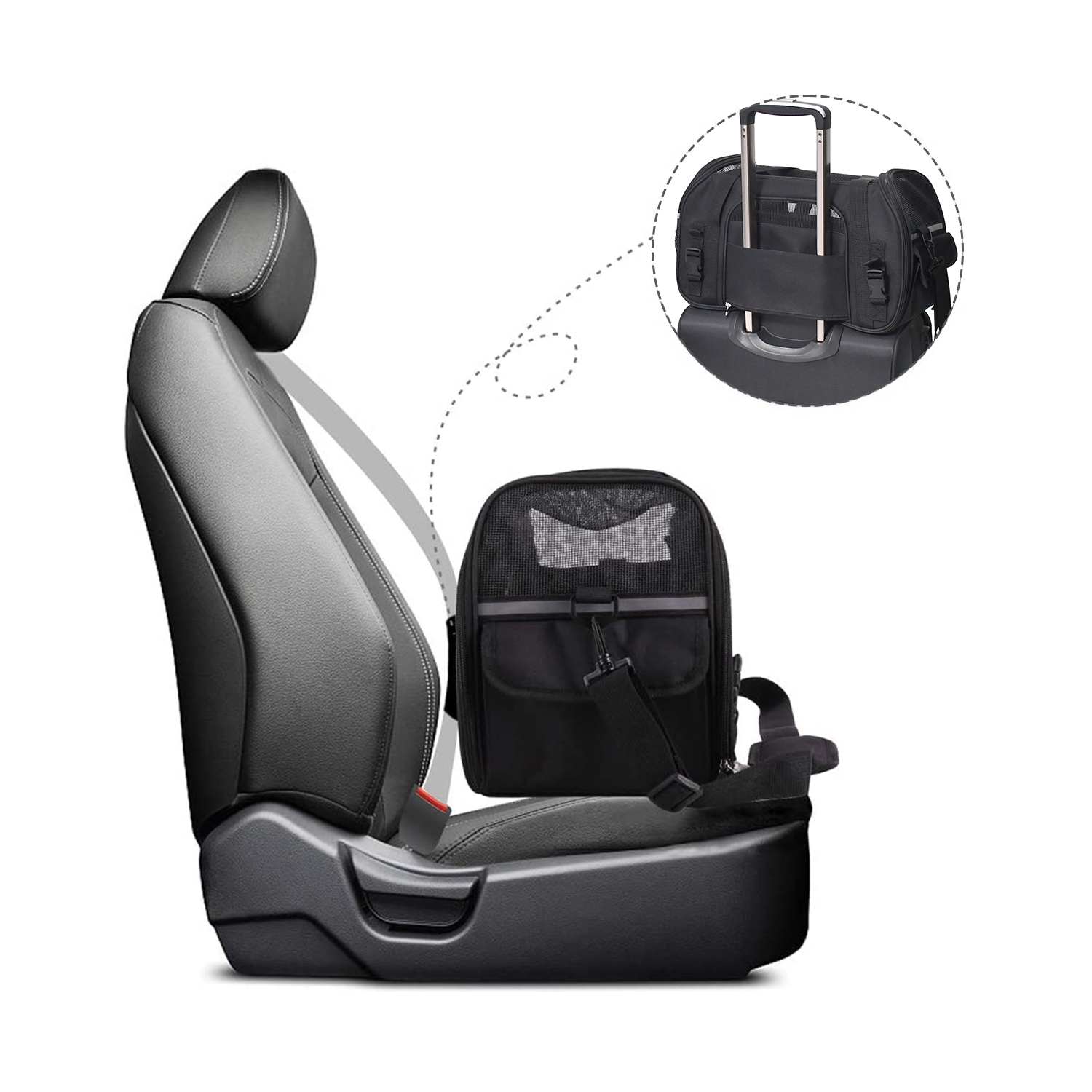 GOOPAWS Soft Sided Small Dog Carrier Comfort for Travel, Black, 19" - Image 3