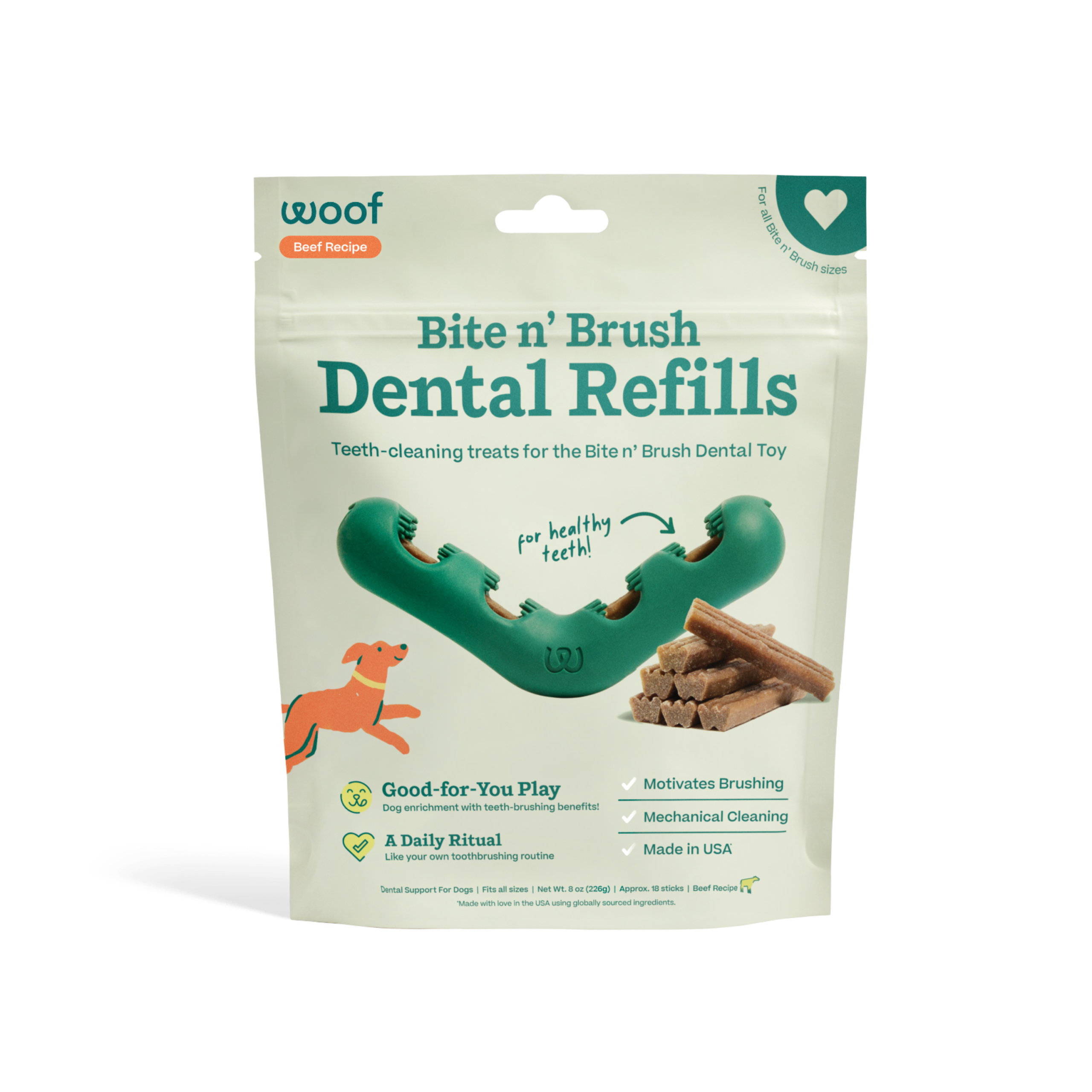 WOOF Bite N' Brush Refills Beef